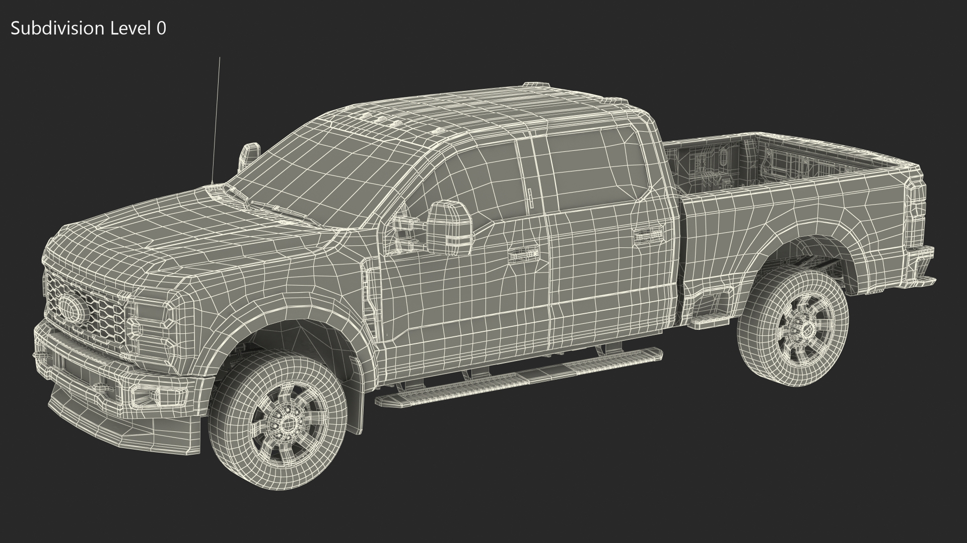 3D model White Pickup Ford Super Duty F550 Rigged