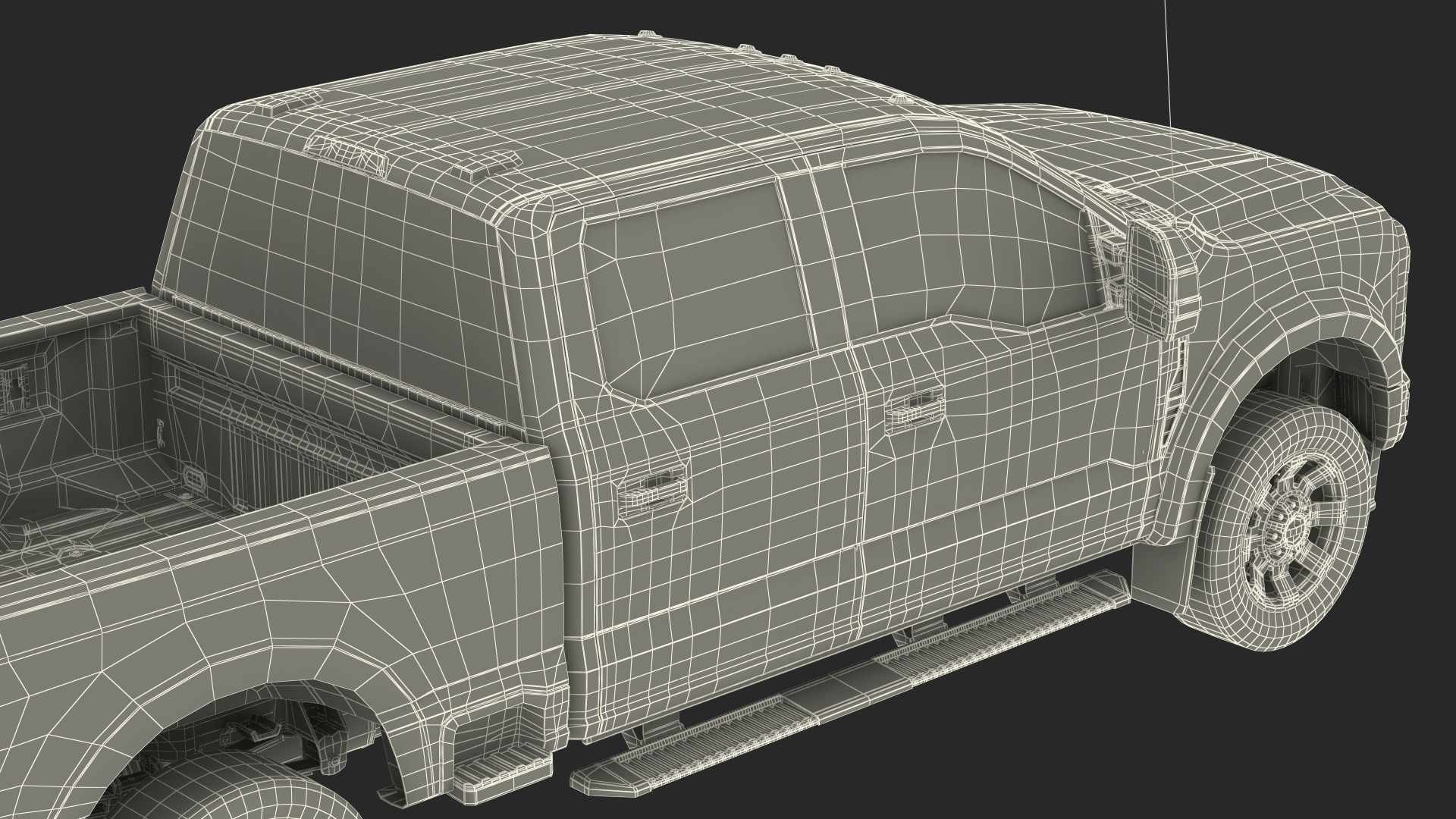 3D model White Pickup Ford Super Duty F550 Rigged