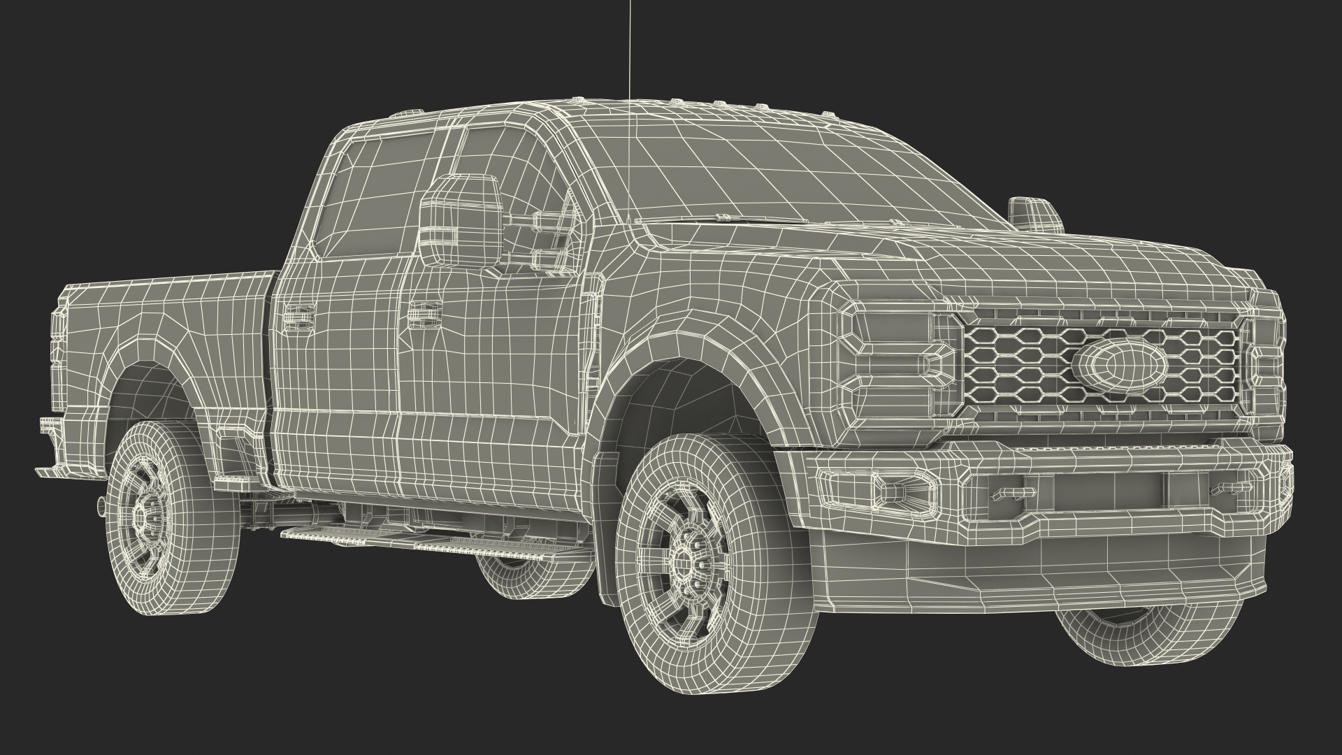 3D model White Pickup Ford Super Duty F550 Rigged