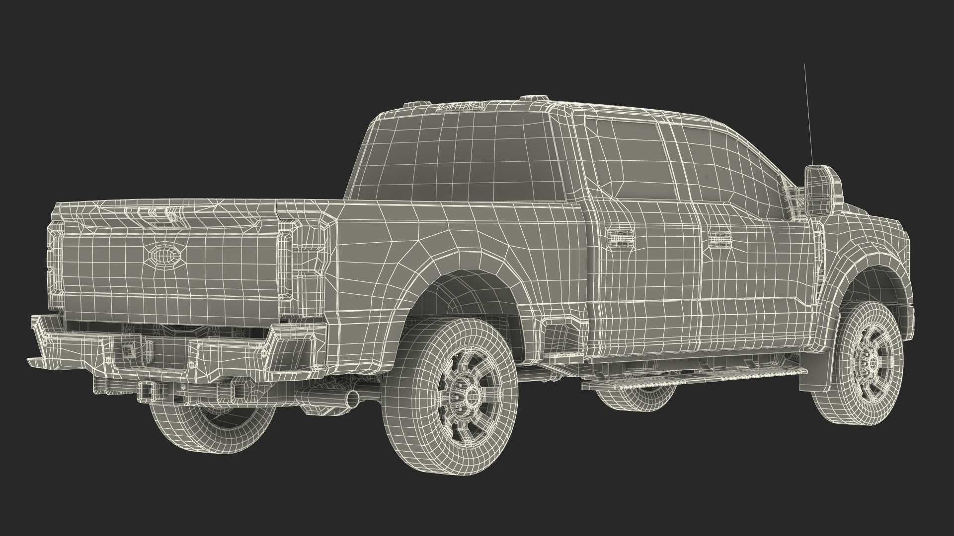 3D model White Pickup Ford Super Duty F550 Rigged