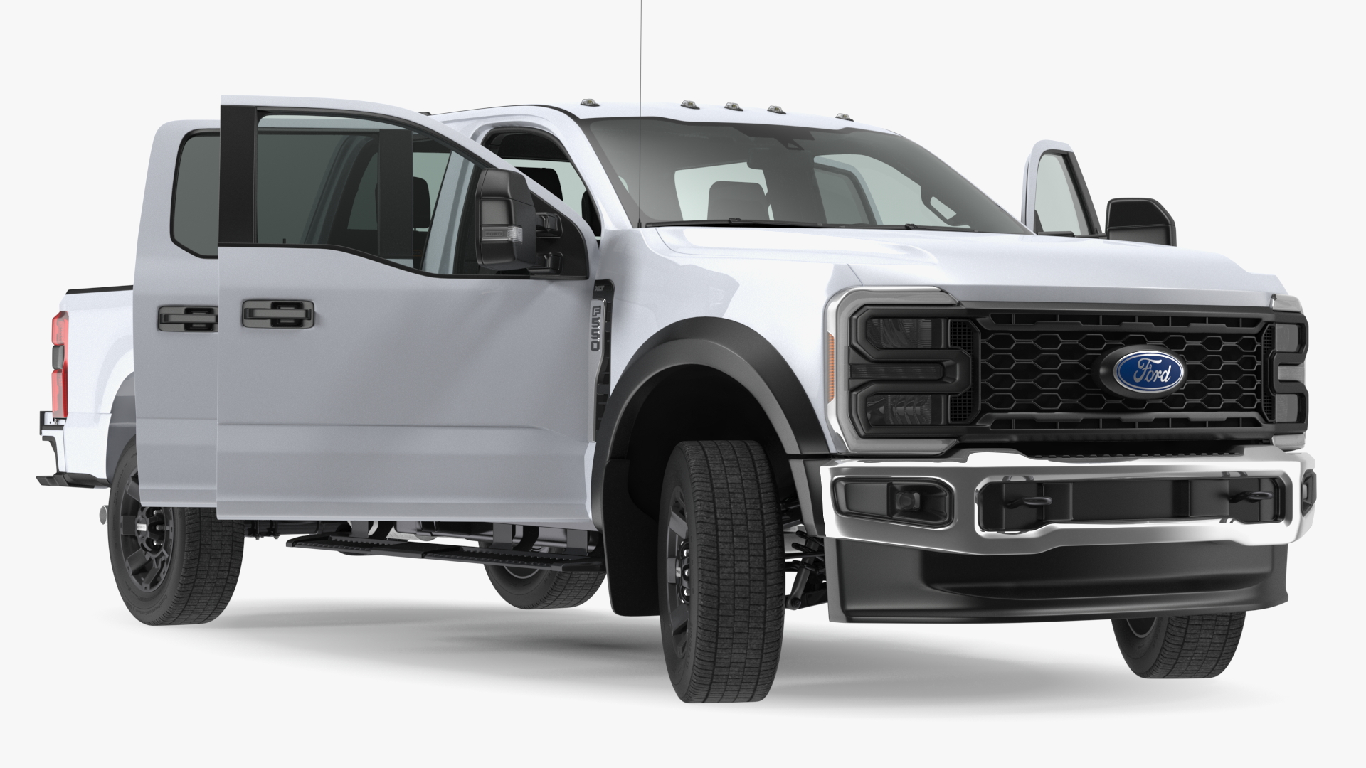 3D model White Pickup Ford Super Duty F550 Rigged