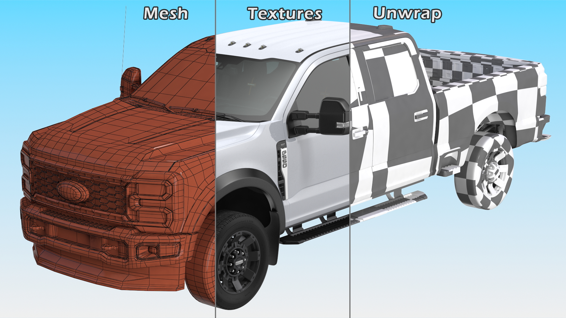 3D model White Pickup Ford Super Duty F550 Rigged
