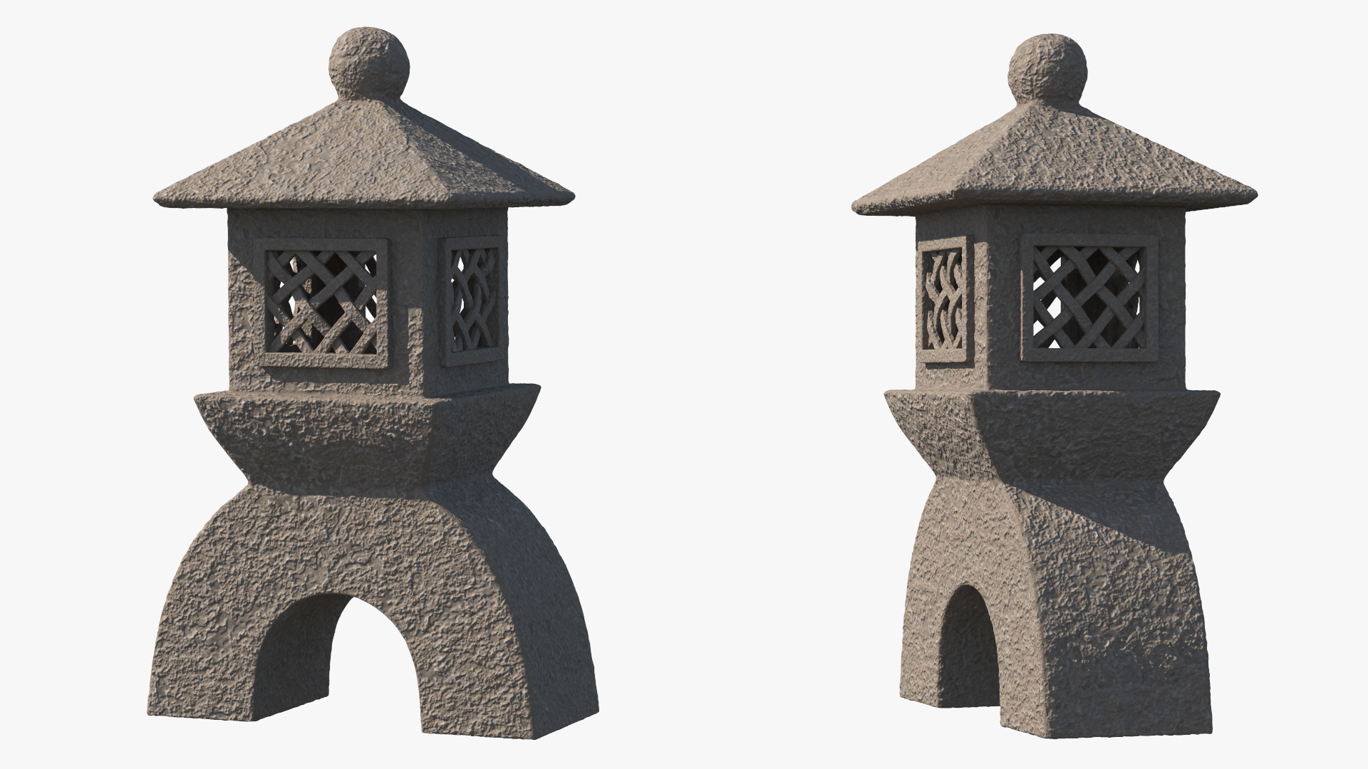 3D Stone Arch Bridge with Lanterns