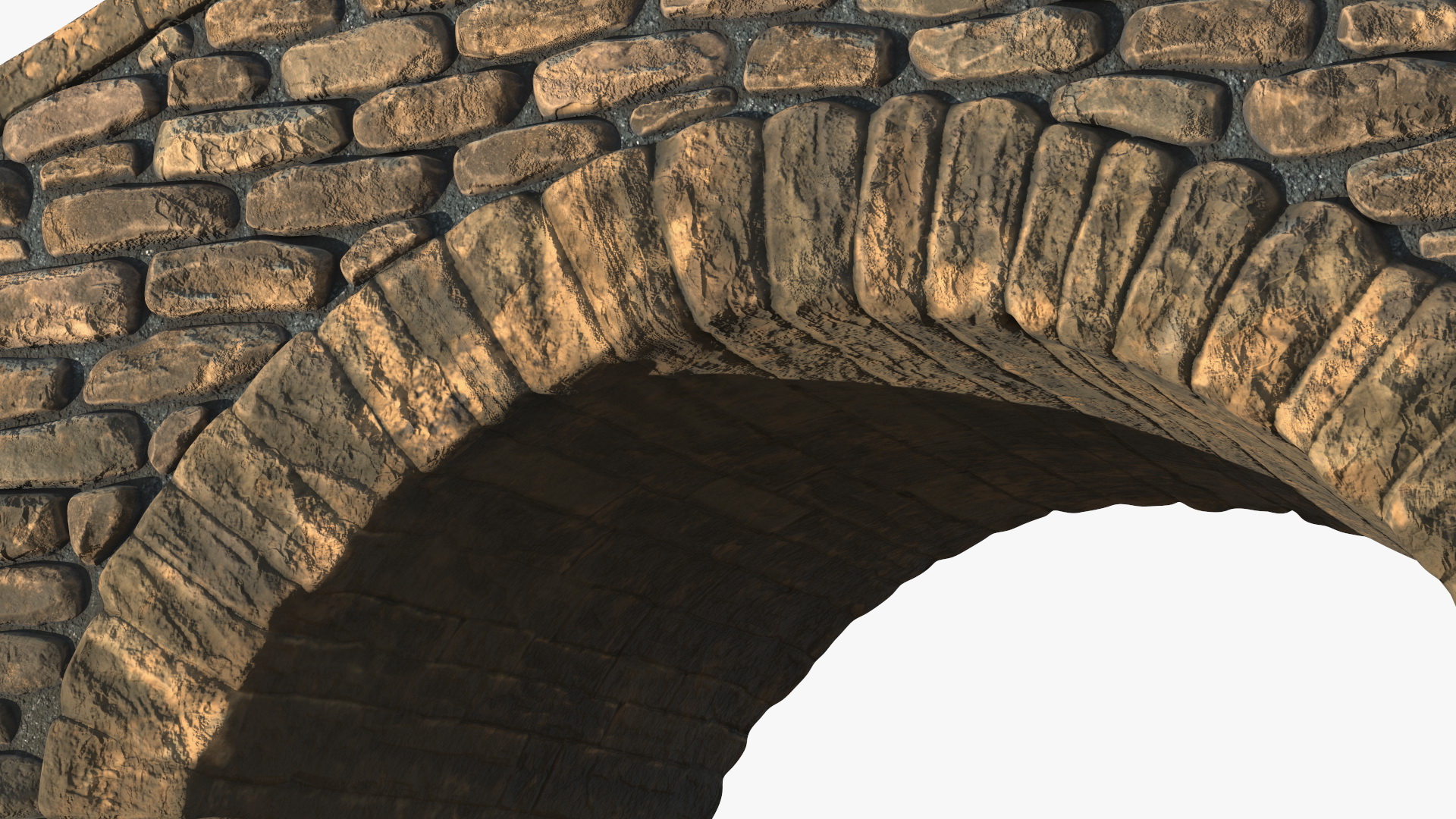 3D Stone Arch Bridge with Lanterns