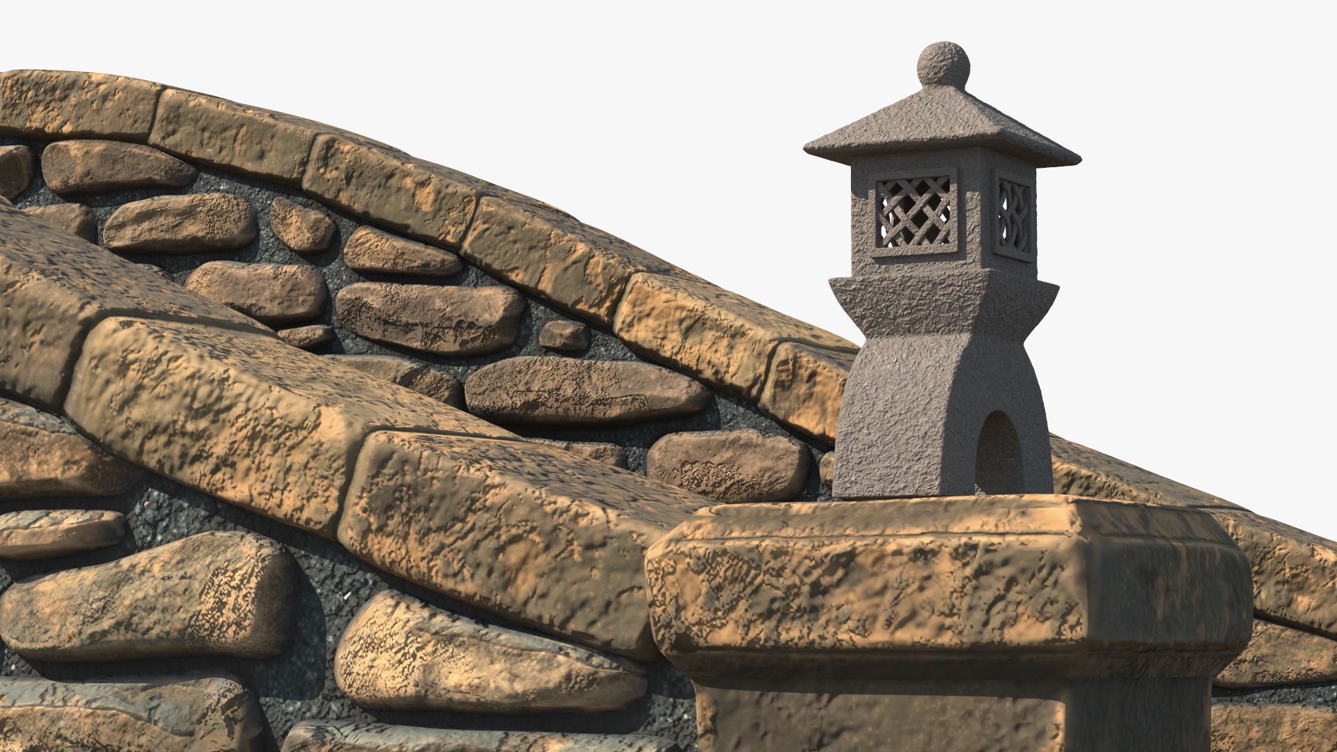 3D Stone Arch Bridge with Lanterns