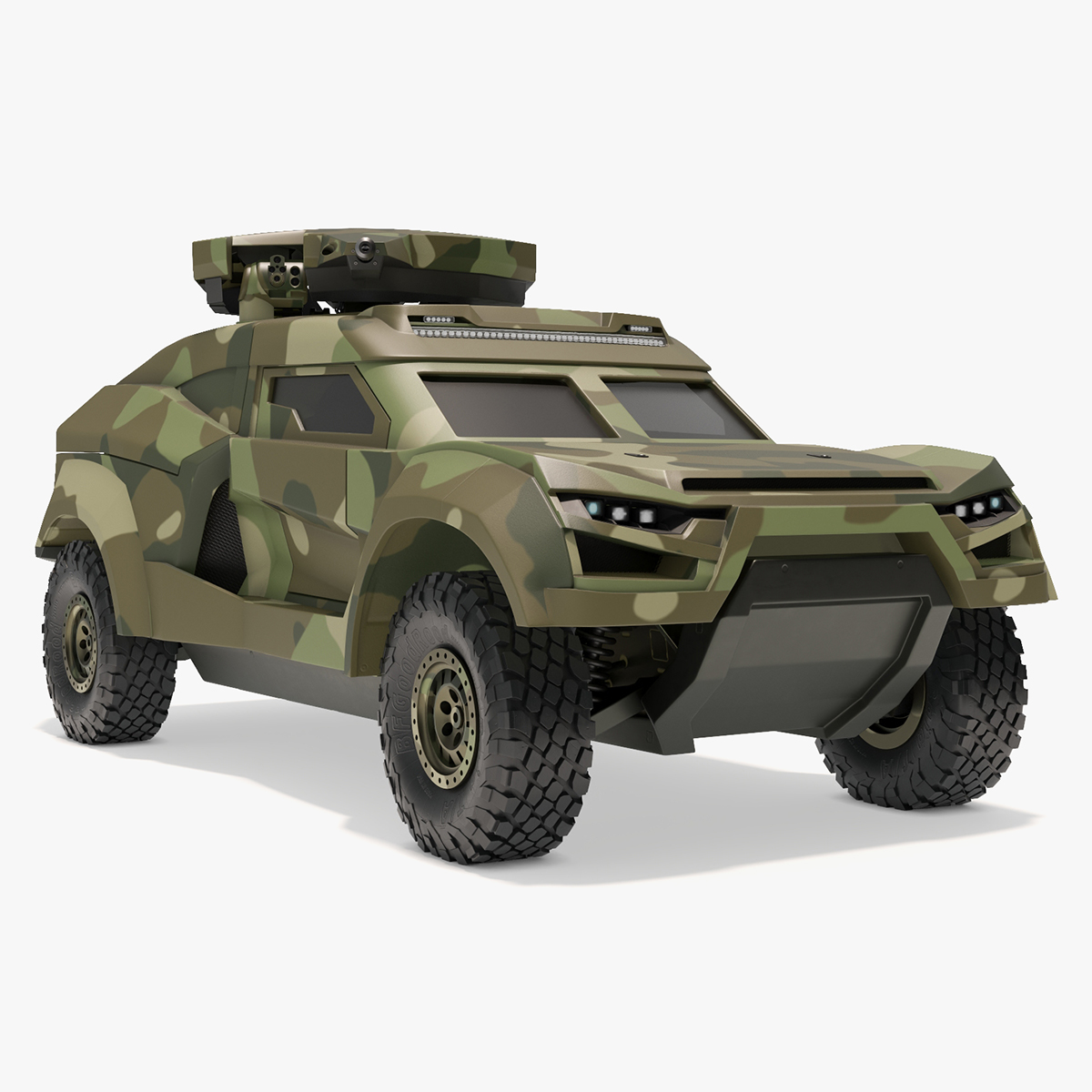 Military Interceptor Vehicle in Camouflage Rigged 3D model