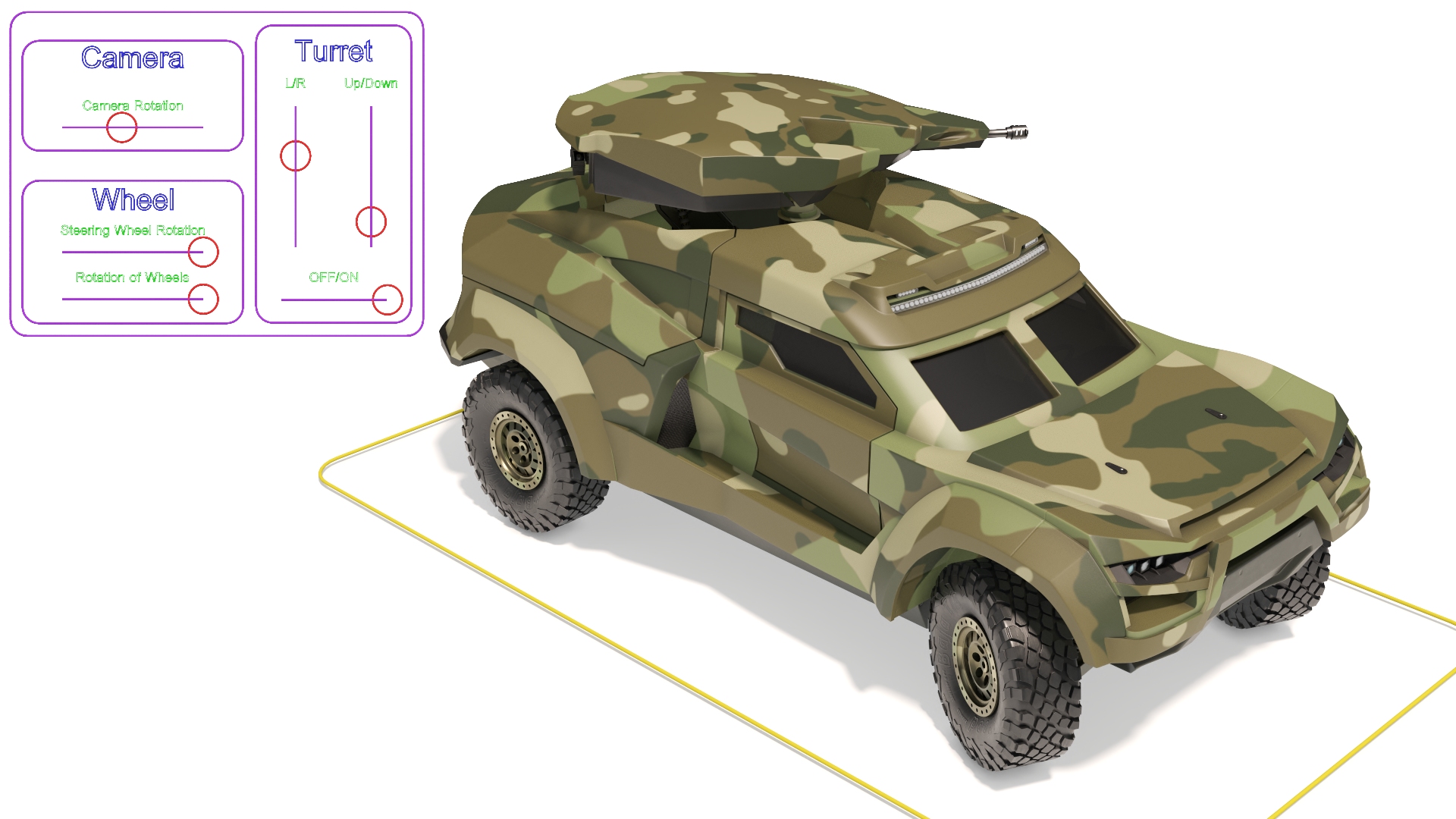 Military Interceptor Vehicle in Camouflage Rigged 3D model
