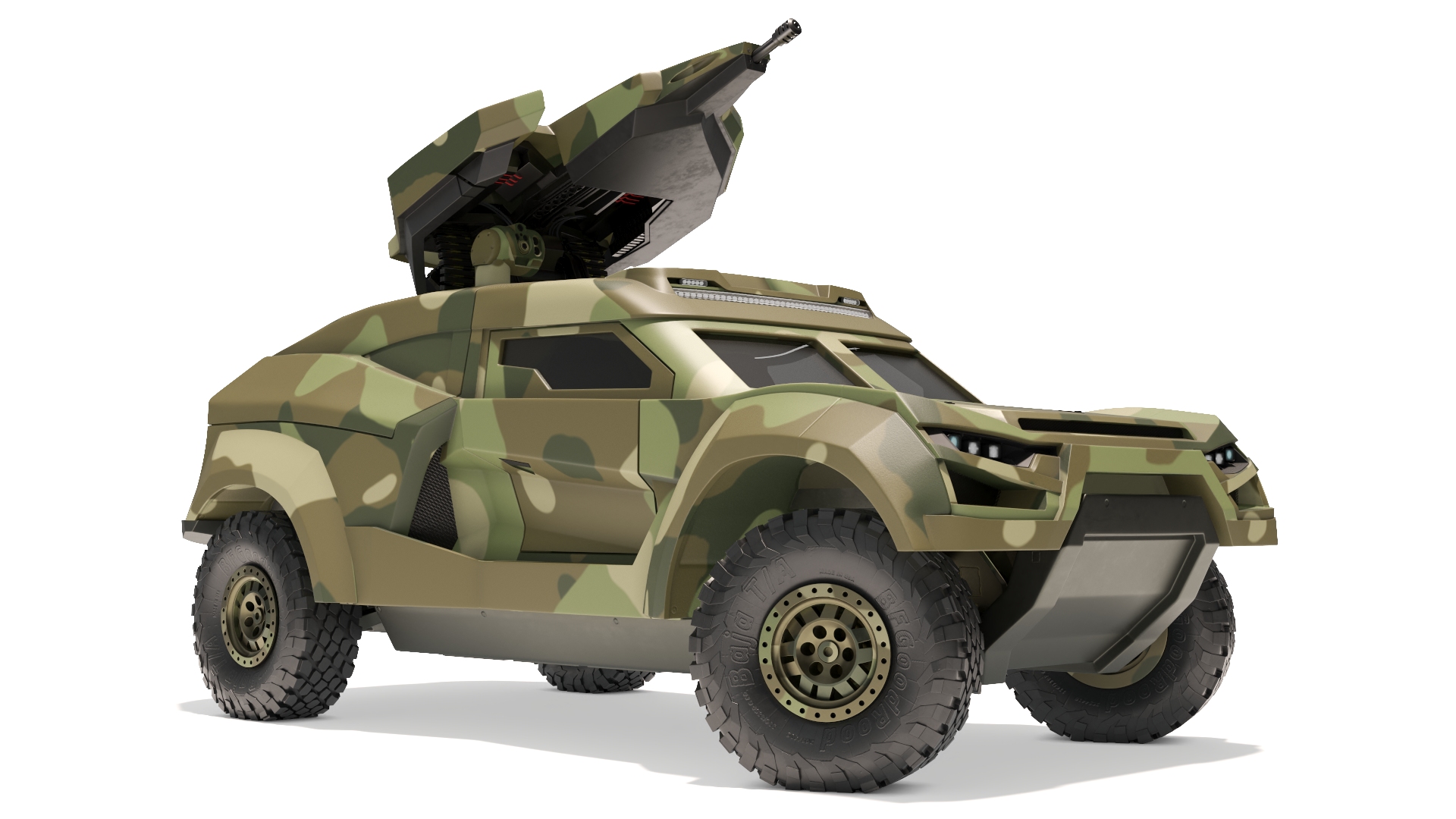 Military Interceptor Vehicle in Camouflage Rigged 3D model