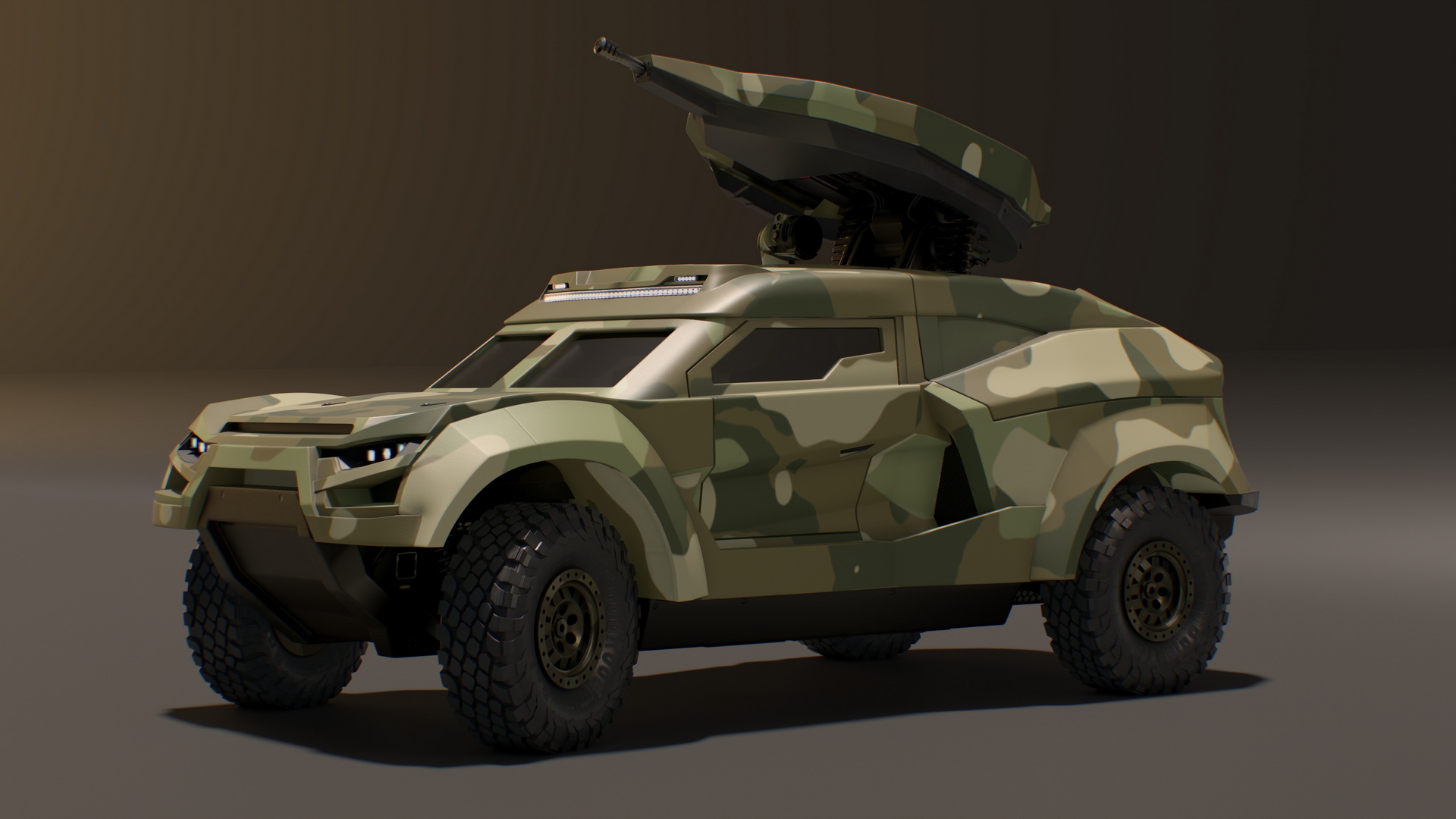 Military Interceptor Vehicle in Camouflage Rigged 3D model