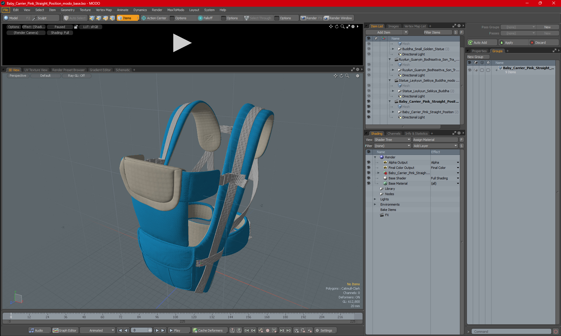 3D Child Carrier 3 in 1 Blue Straight Position model
