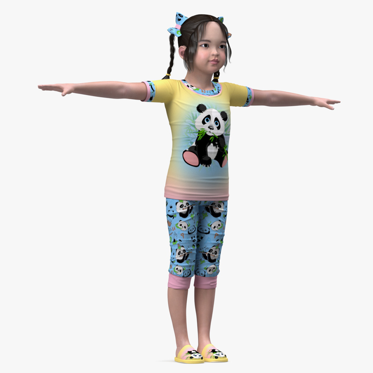 Asian Girl Baby in Pajamas Rigged for Cinema 4D 3D