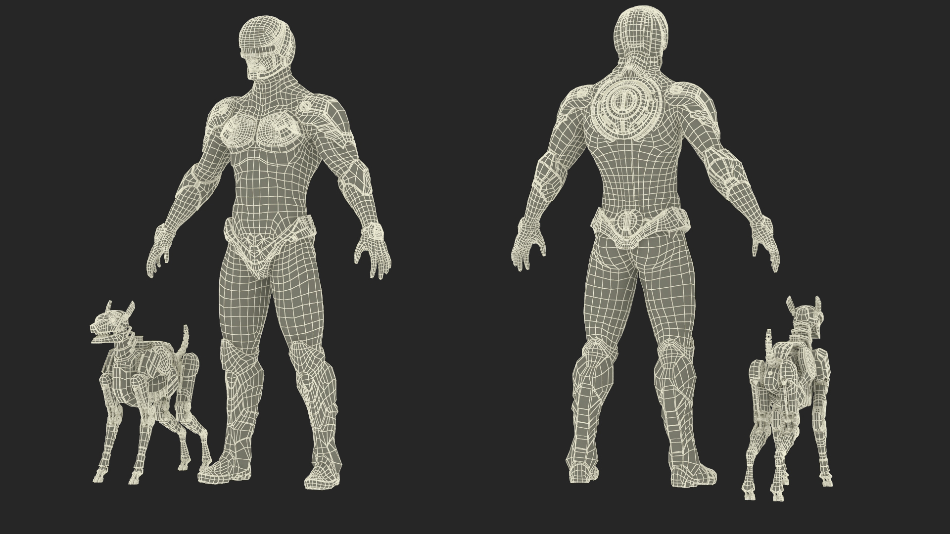 Sci Fi Cop with Robotic Dog Rigged 3D model