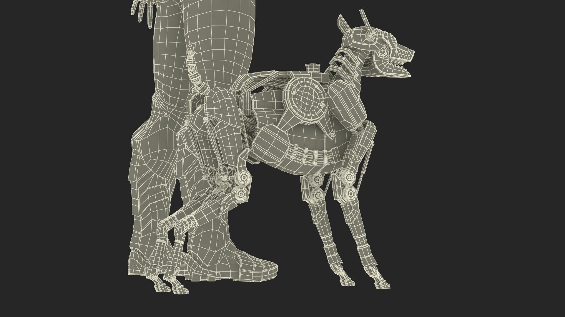 Sci Fi Cop with Robotic Dog Rigged 3D model