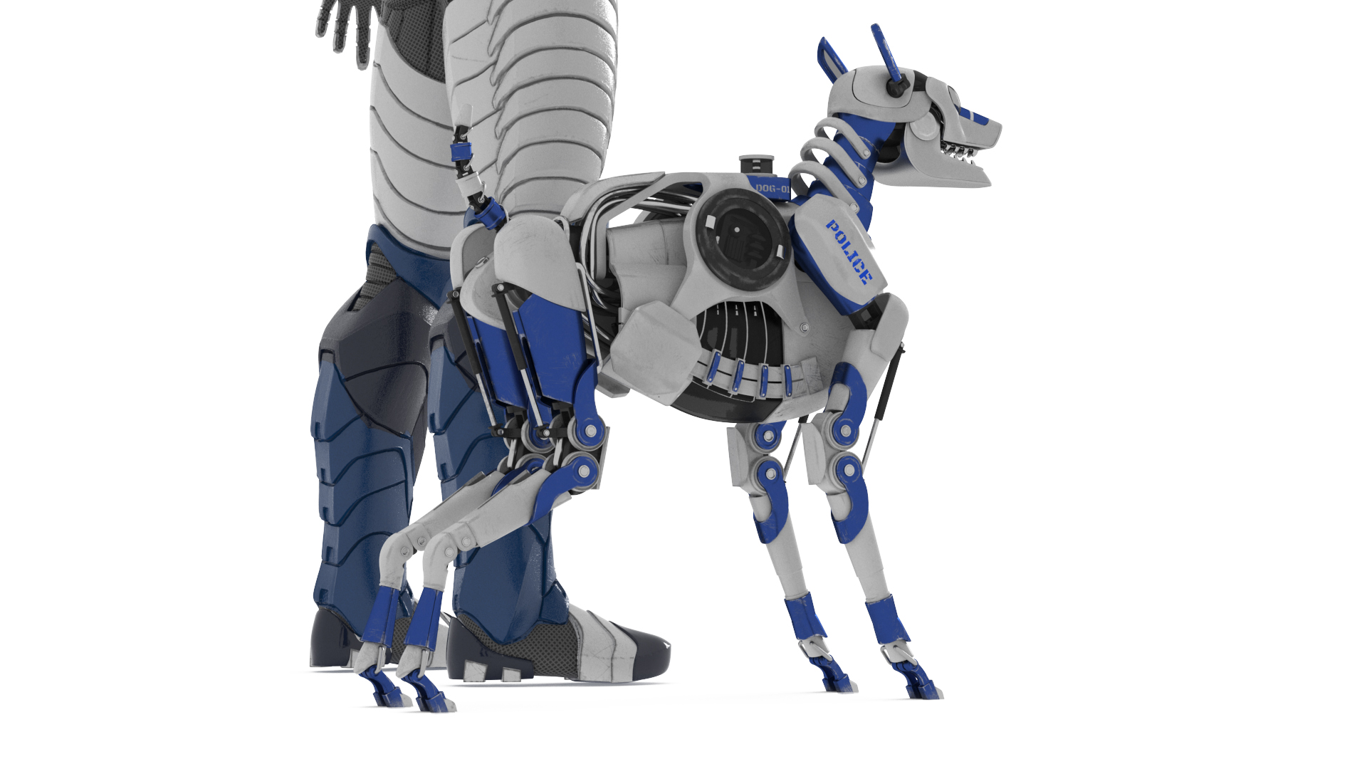 Sci Fi Cop with Robotic Dog Rigged 3D model