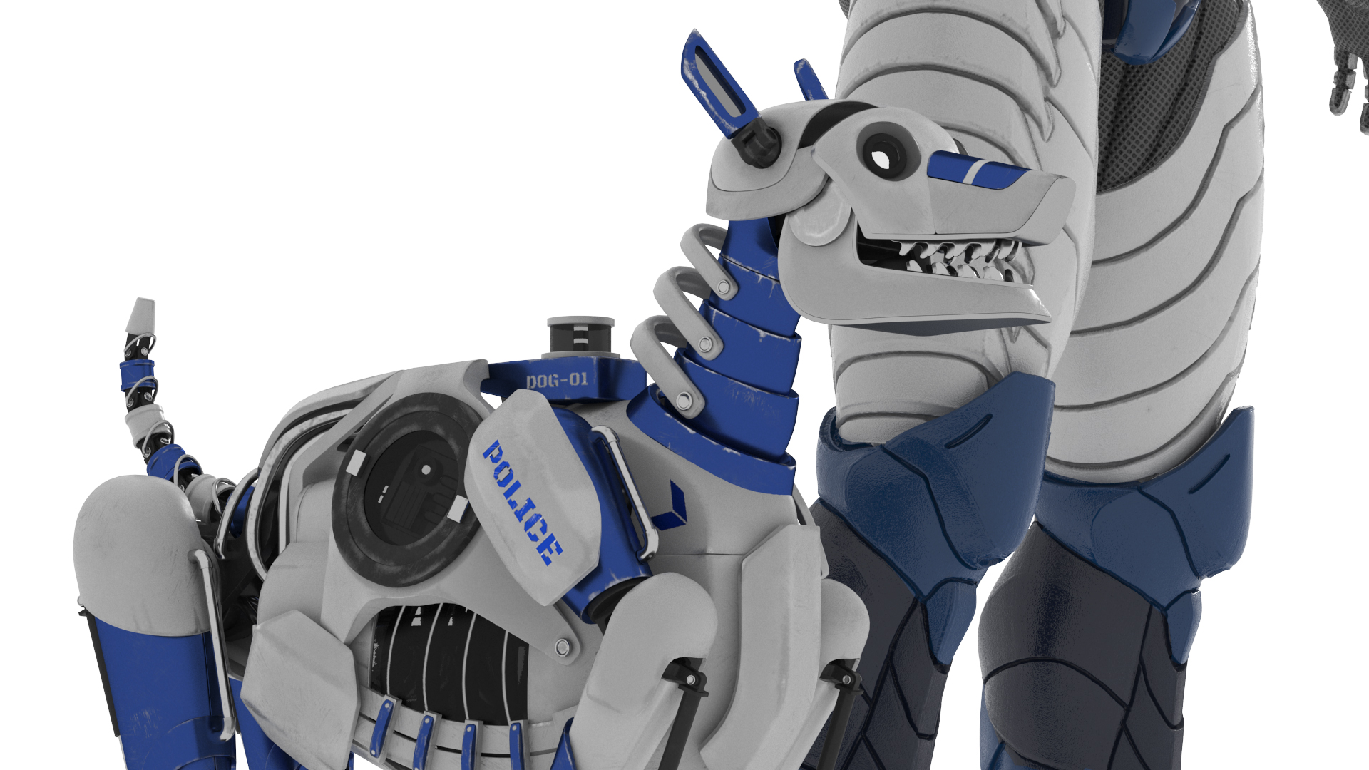 Sci Fi Cop with Robotic Dog Rigged 3D model