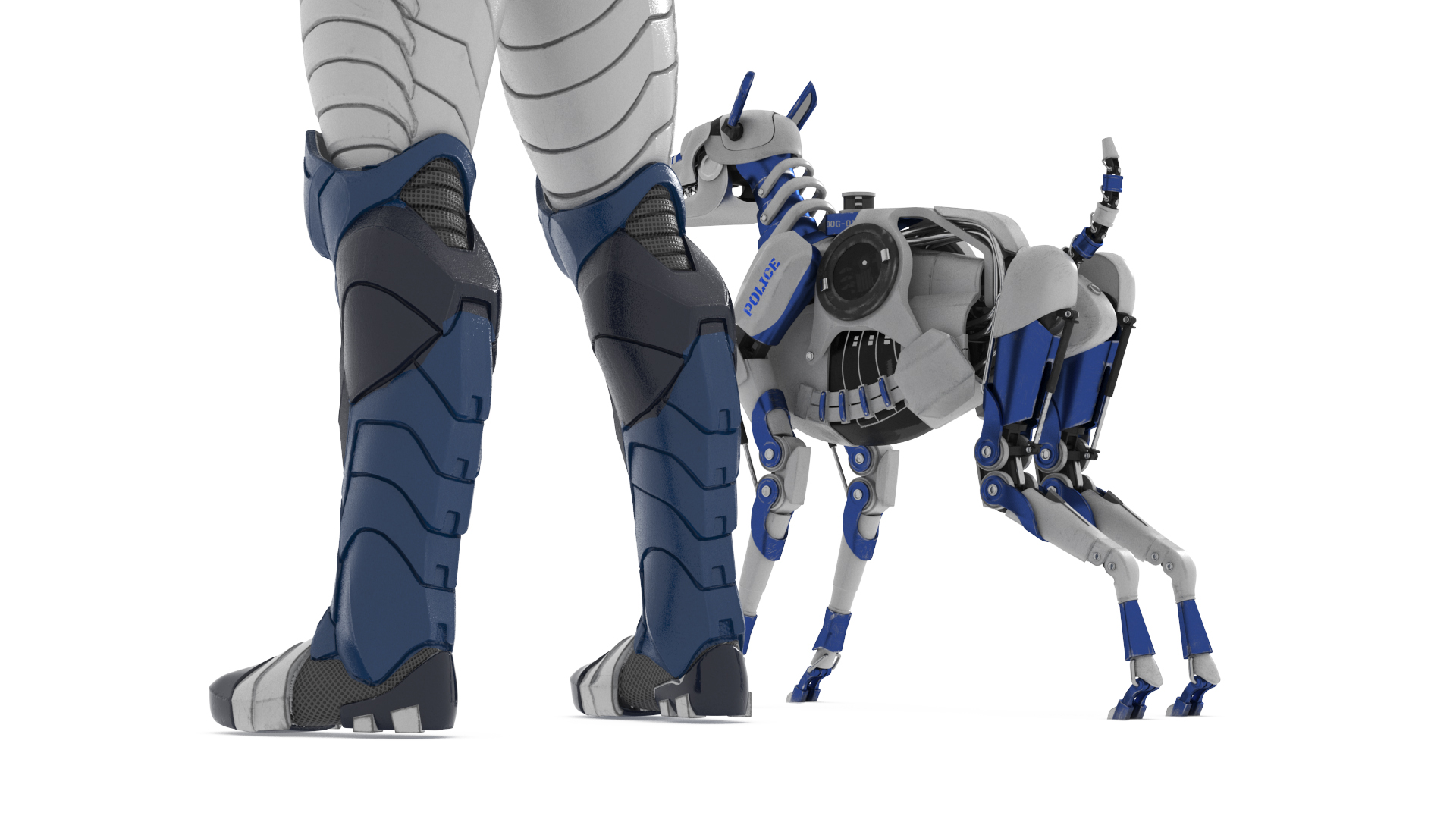 Sci Fi Cop with Robotic Dog Rigged 3D model