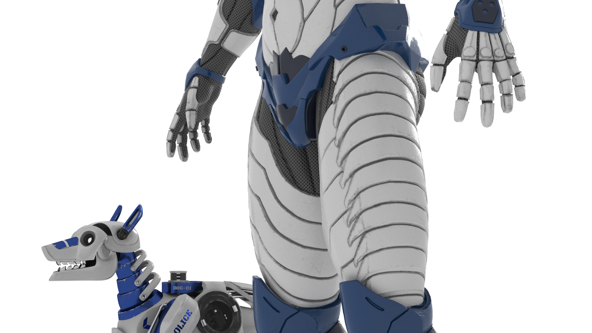 Sci Fi Cop with Robotic Dog Rigged 3D model