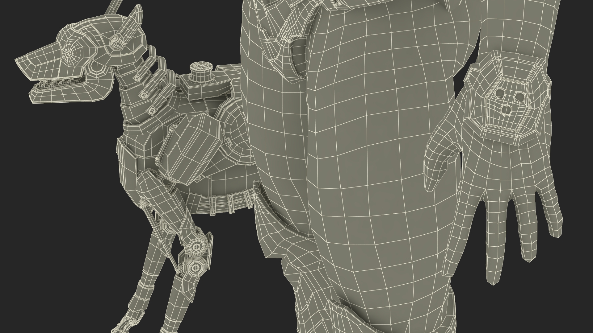 Sci Fi Cop with Robotic Dog Rigged 3D model