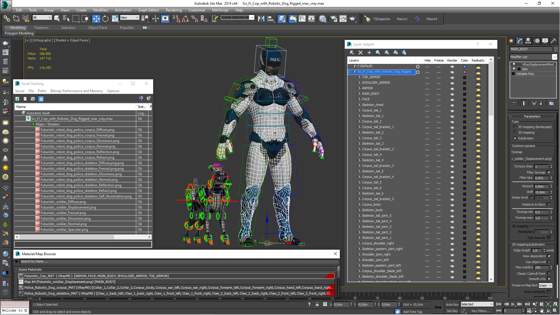 Sci Fi Cop with Robotic Dog Rigged 3D model