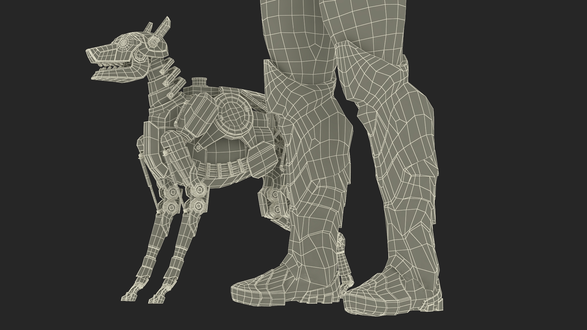 Sci Fi Cop with Robotic Dog Rigged 3D model