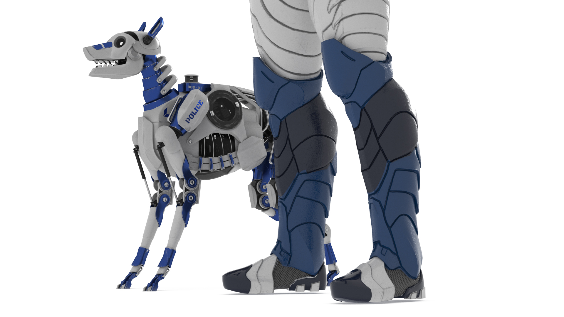 Sci Fi Cop with Robotic Dog Rigged 3D model