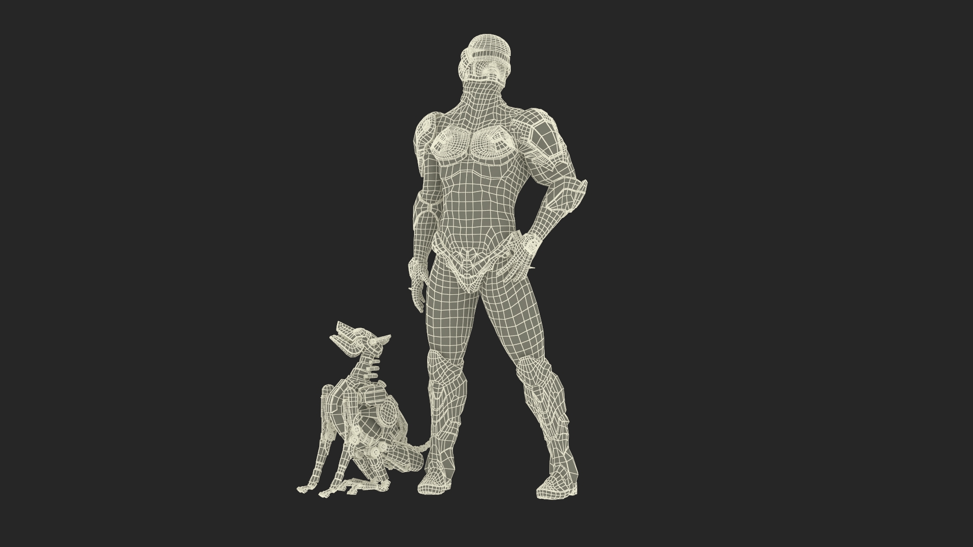 Sci Fi Cop with Robotic Dog Rigged 3D model