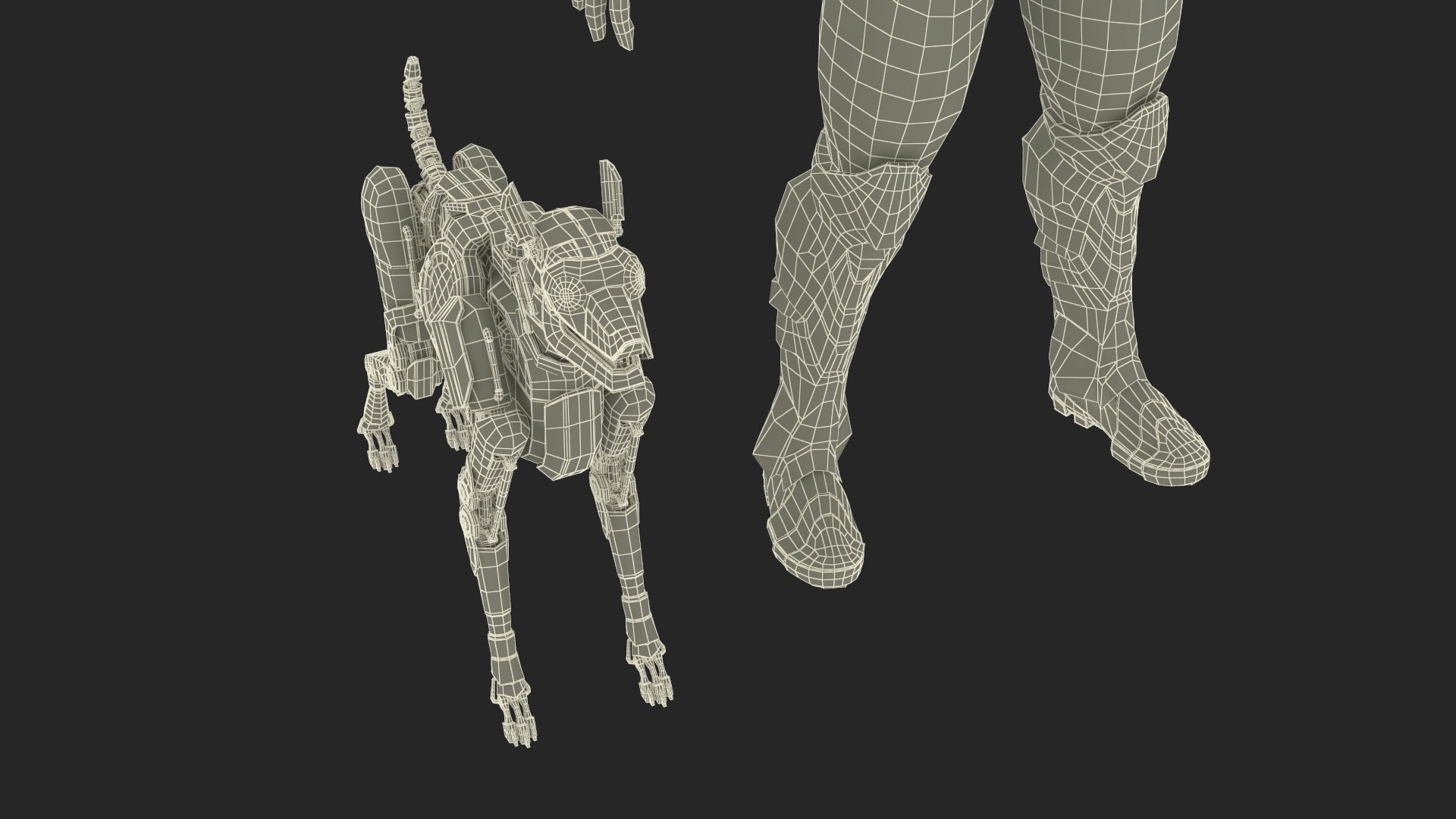 Sci Fi Cop with Robotic Dog Rigged 3D model