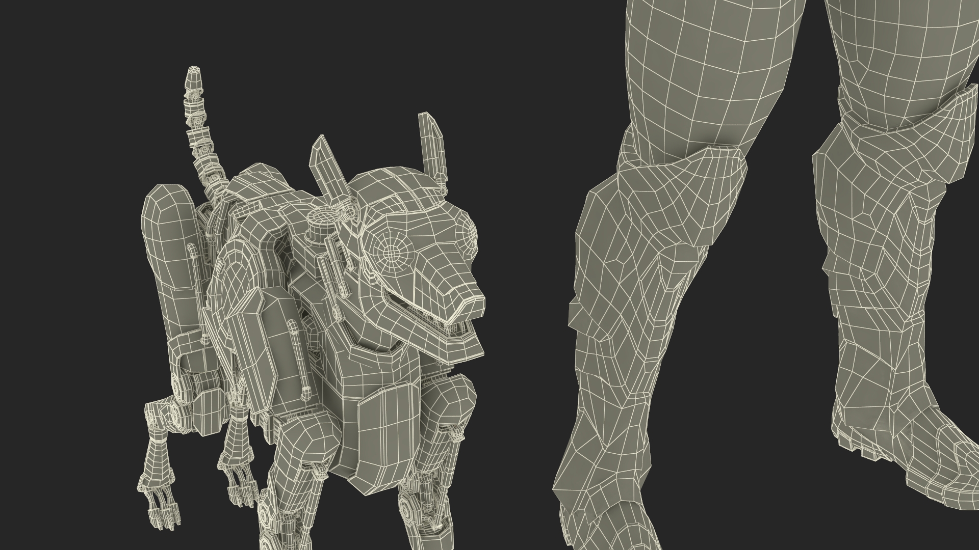 Sci Fi Cop with Robotic Dog Rigged 3D model