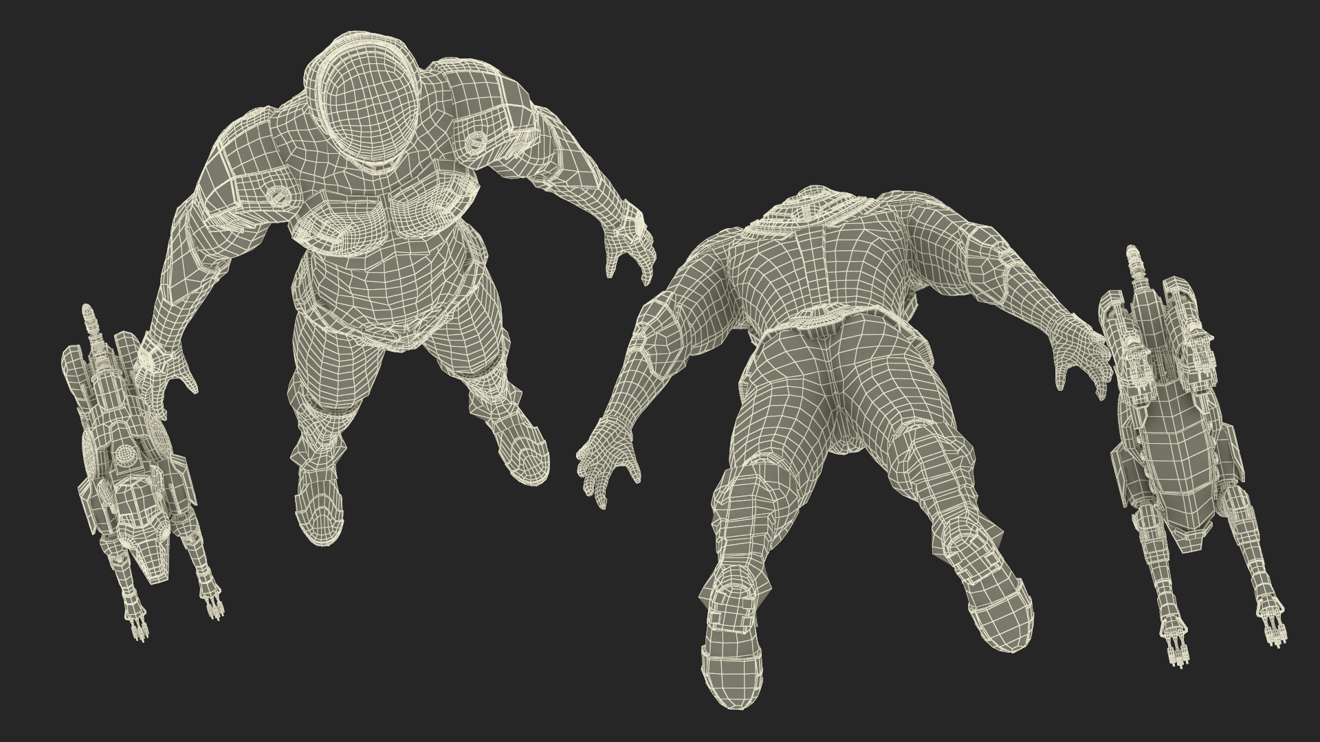 Sci Fi Cop with Robotic Dog Rigged 3D model