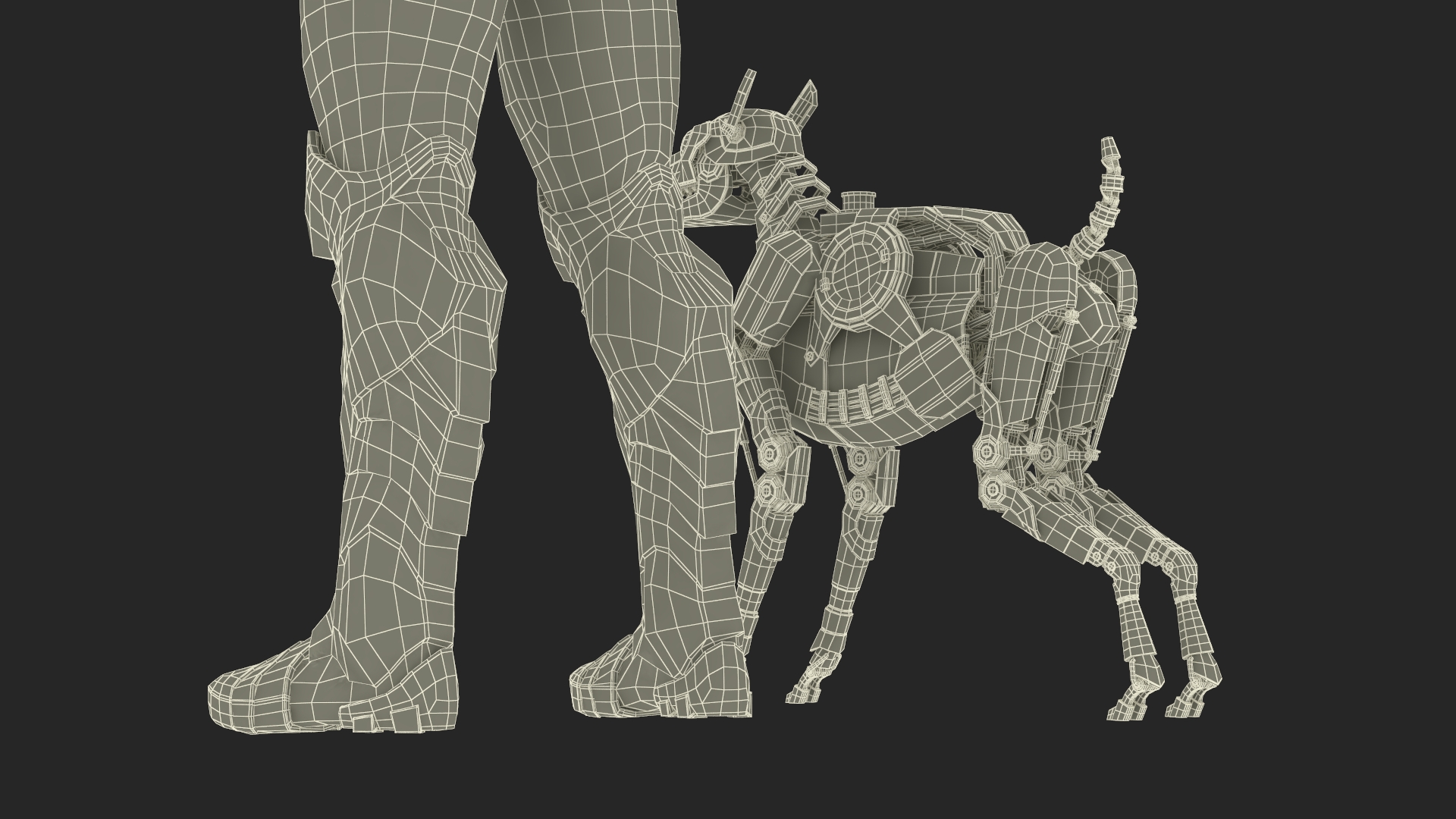 Sci Fi Cop with Robotic Dog Rigged 3D model