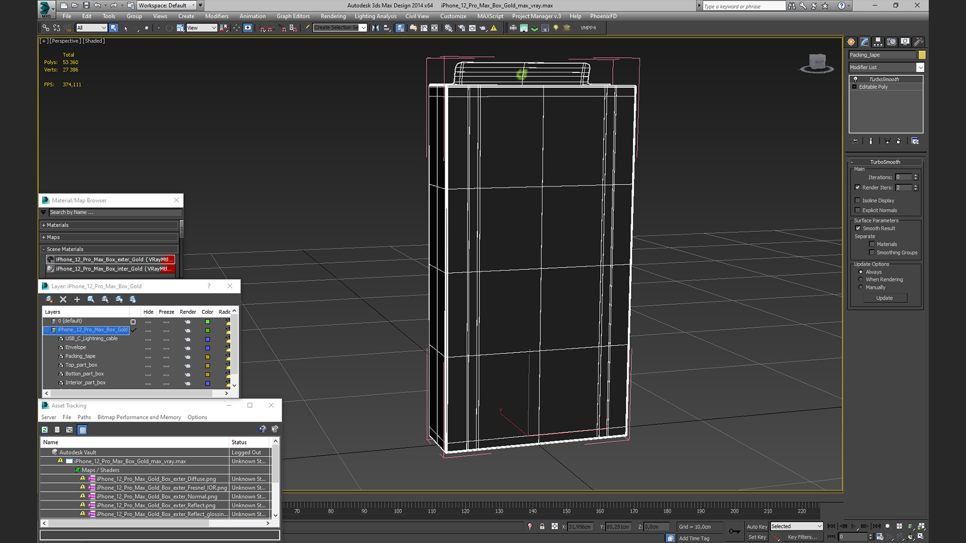 3D iPhone 12 Pro Max Box Gold