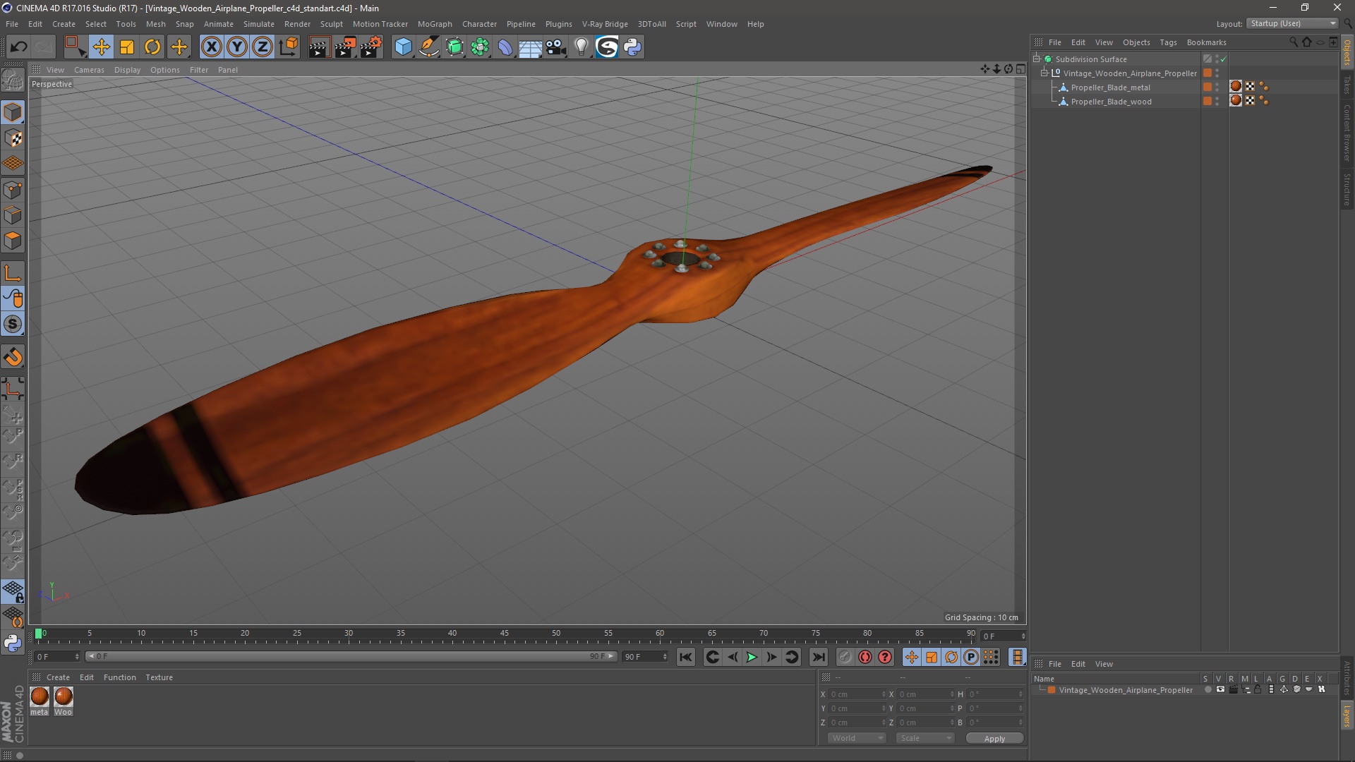 3D Vintage Wooden Airplane Propeller model