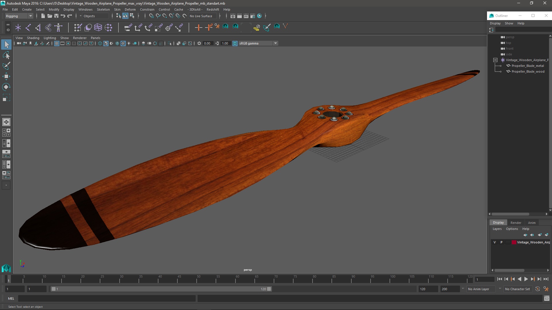 3D Vintage Wooden Airplane Propeller model