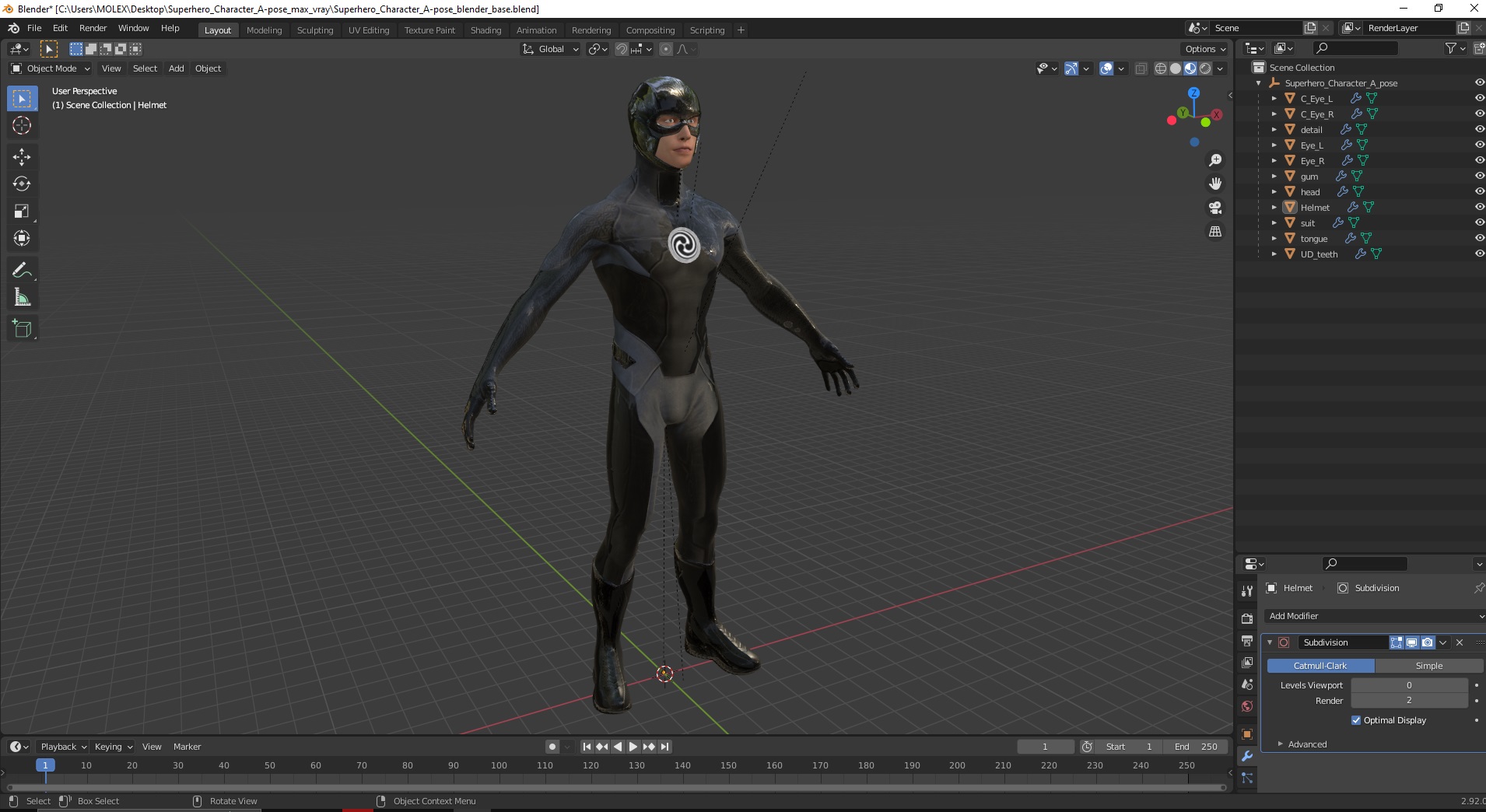3D Superhero Character A-pose