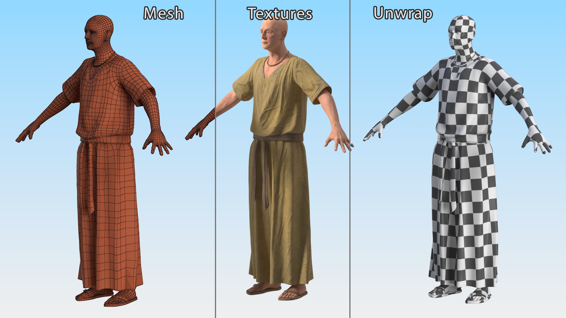3D Ancient Priest A-Pose
