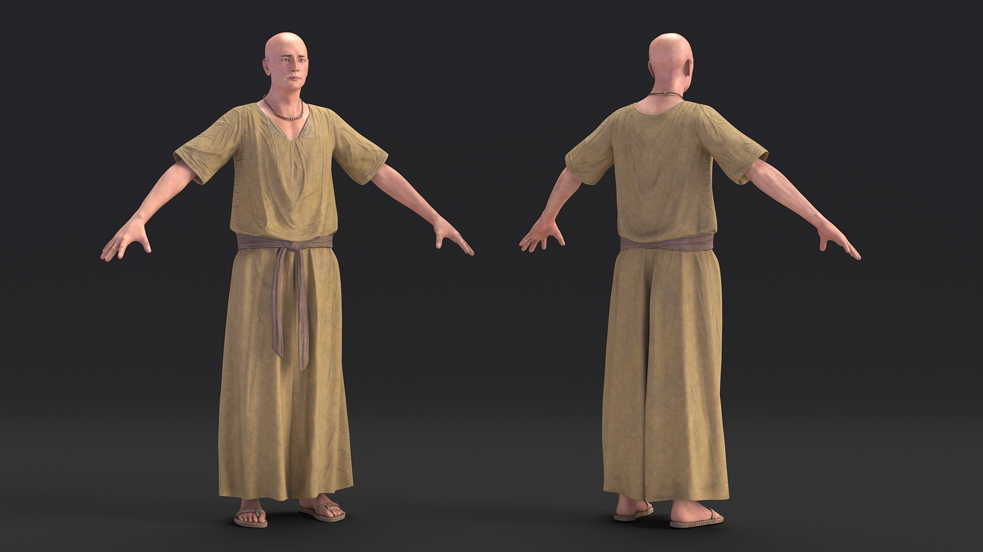 3D Ancient Priest A-Pose