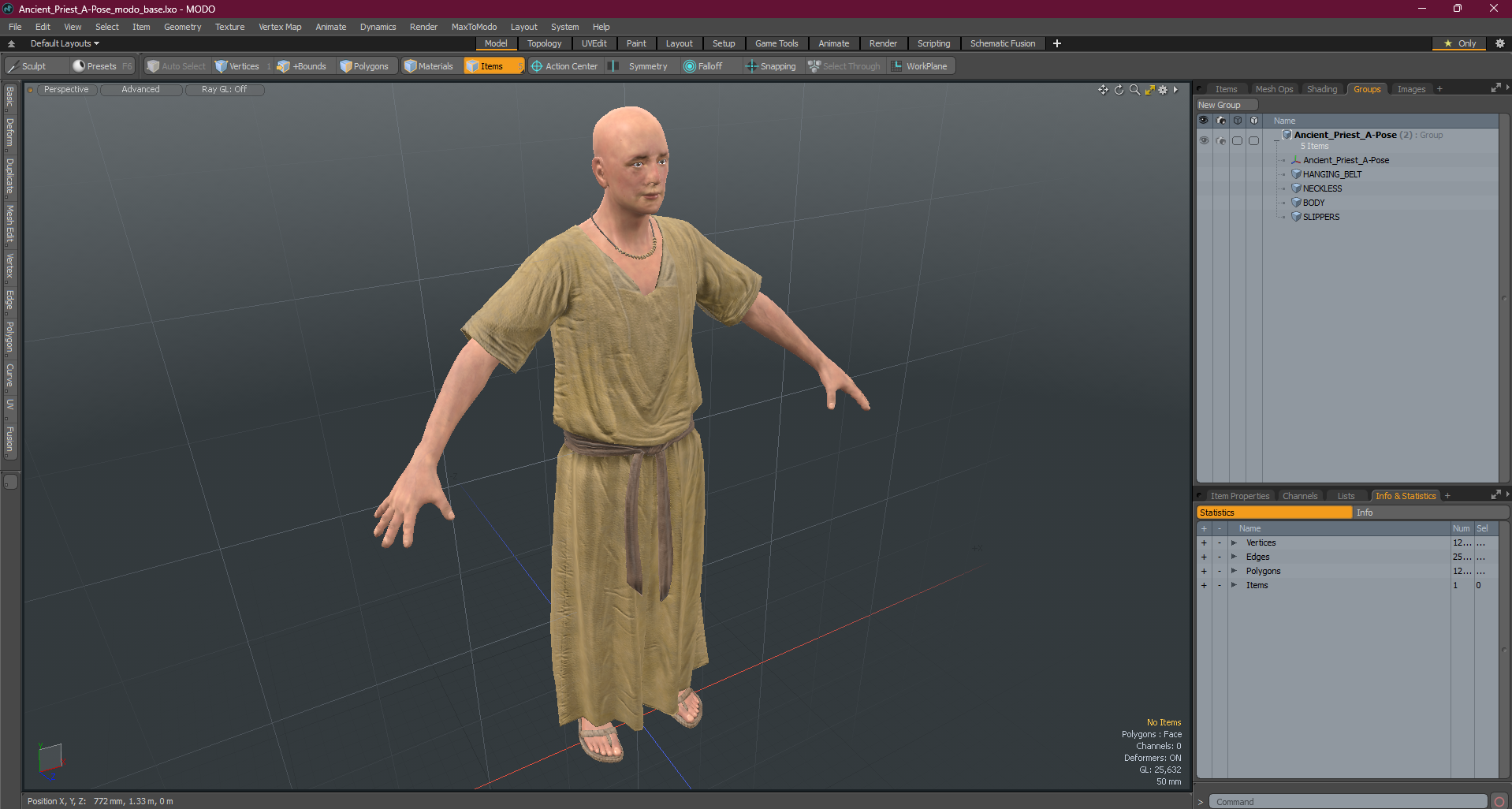 3D Ancient Priest A-Pose
