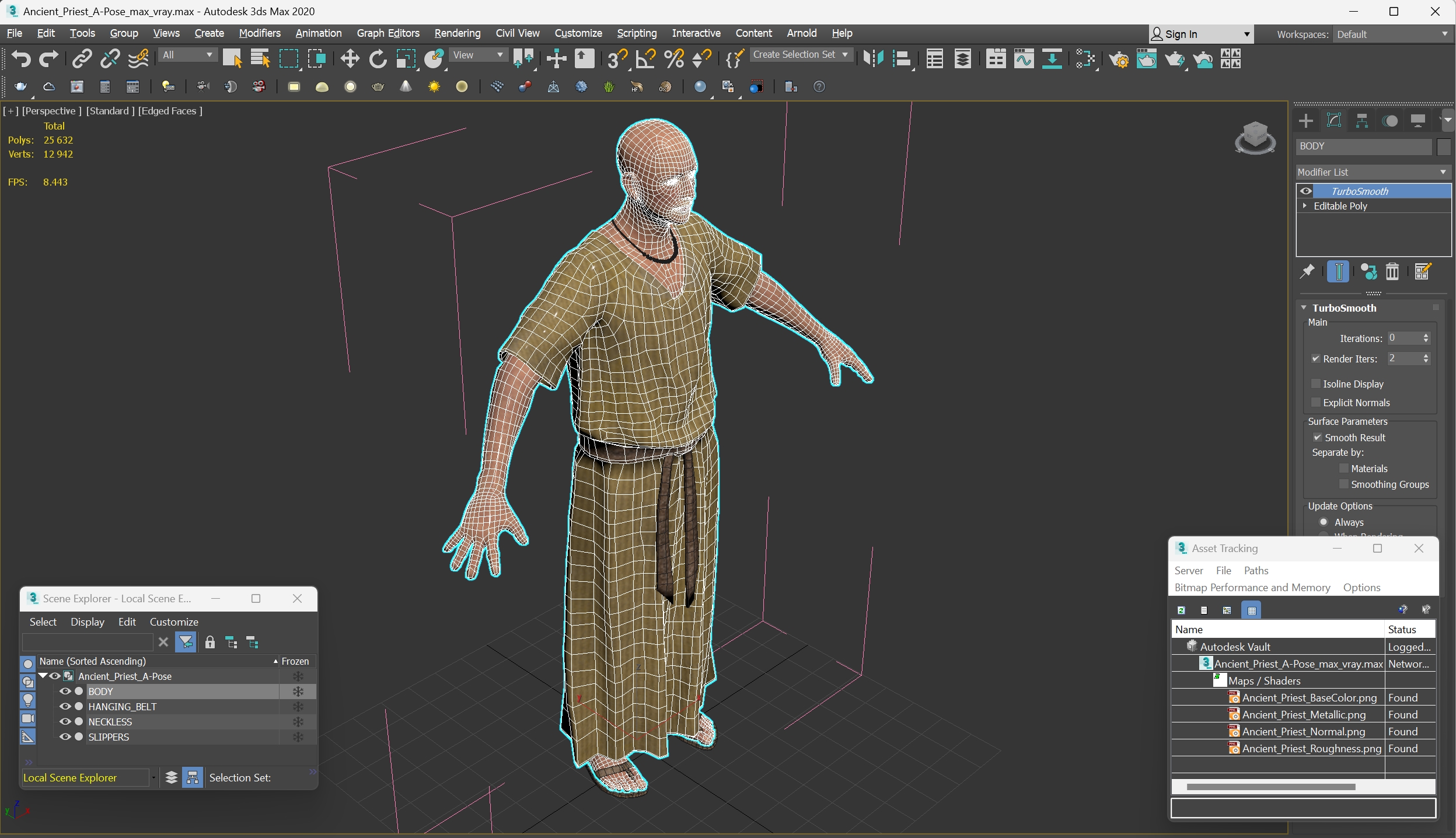3D Ancient Priest A-Pose