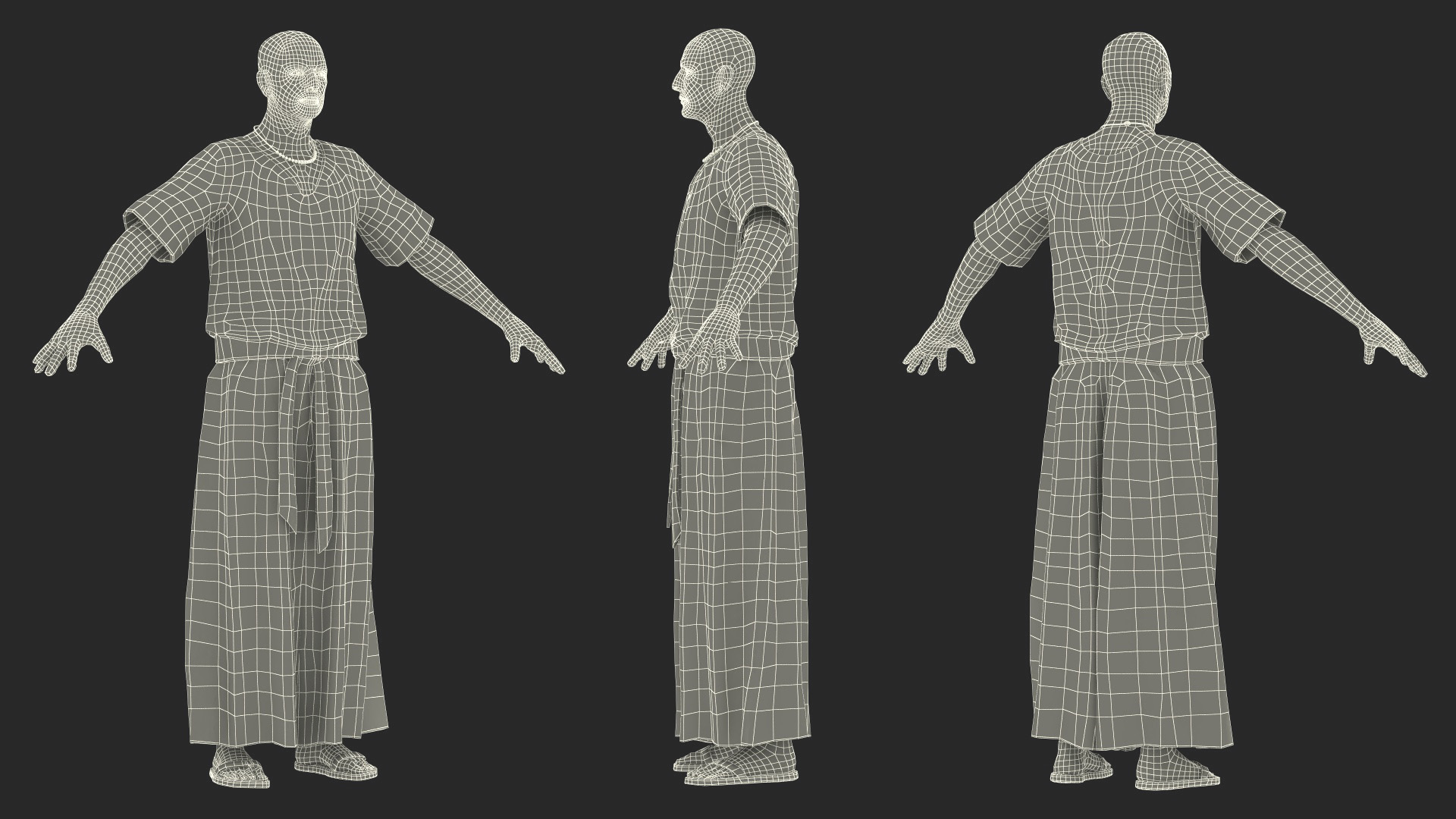 3D Ancient Priest A-Pose