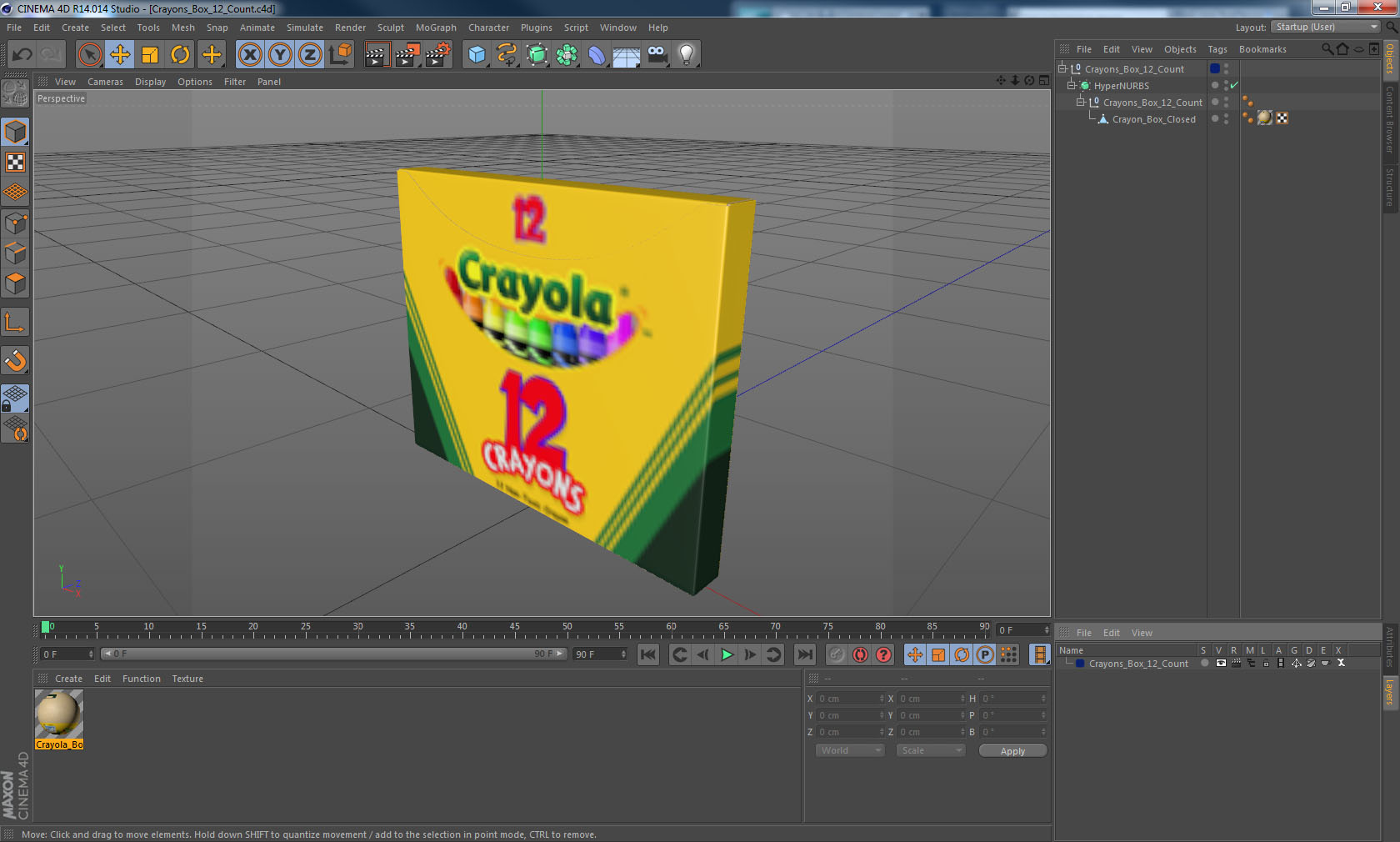 3D model Crayons Box 12 Count