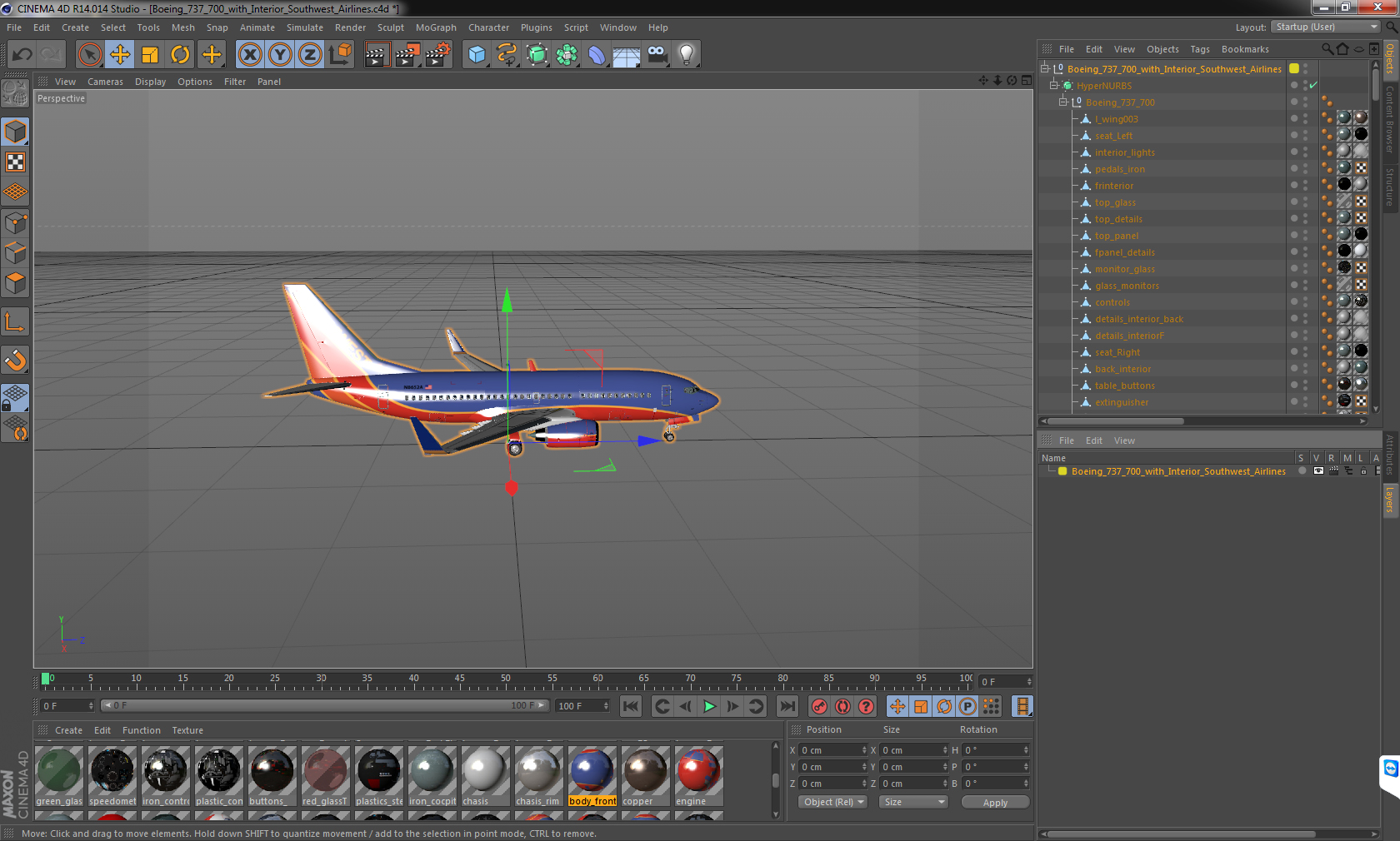 Boeing 737 700 with Interior Southwest Airlines 3D