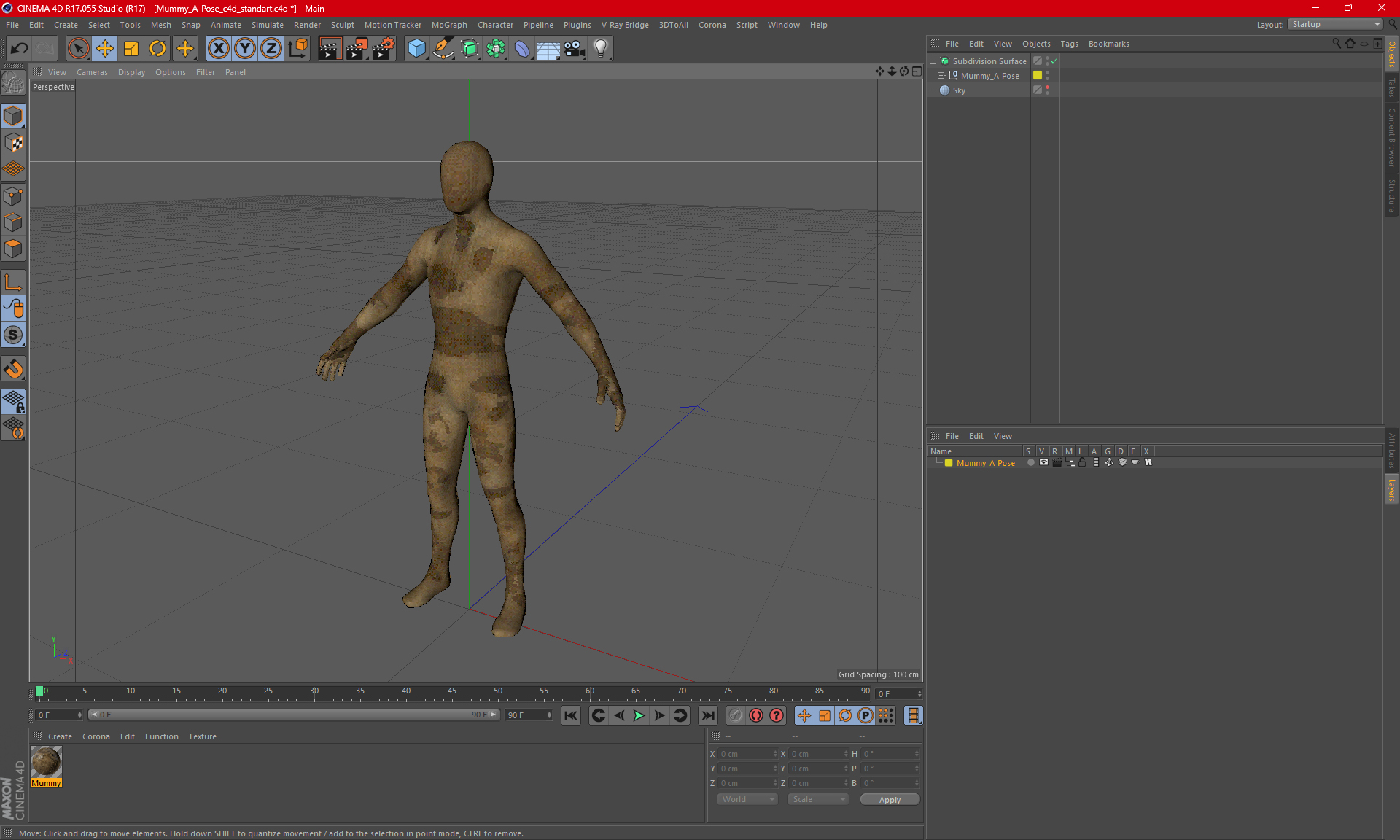 Mummy A-Pose 3D