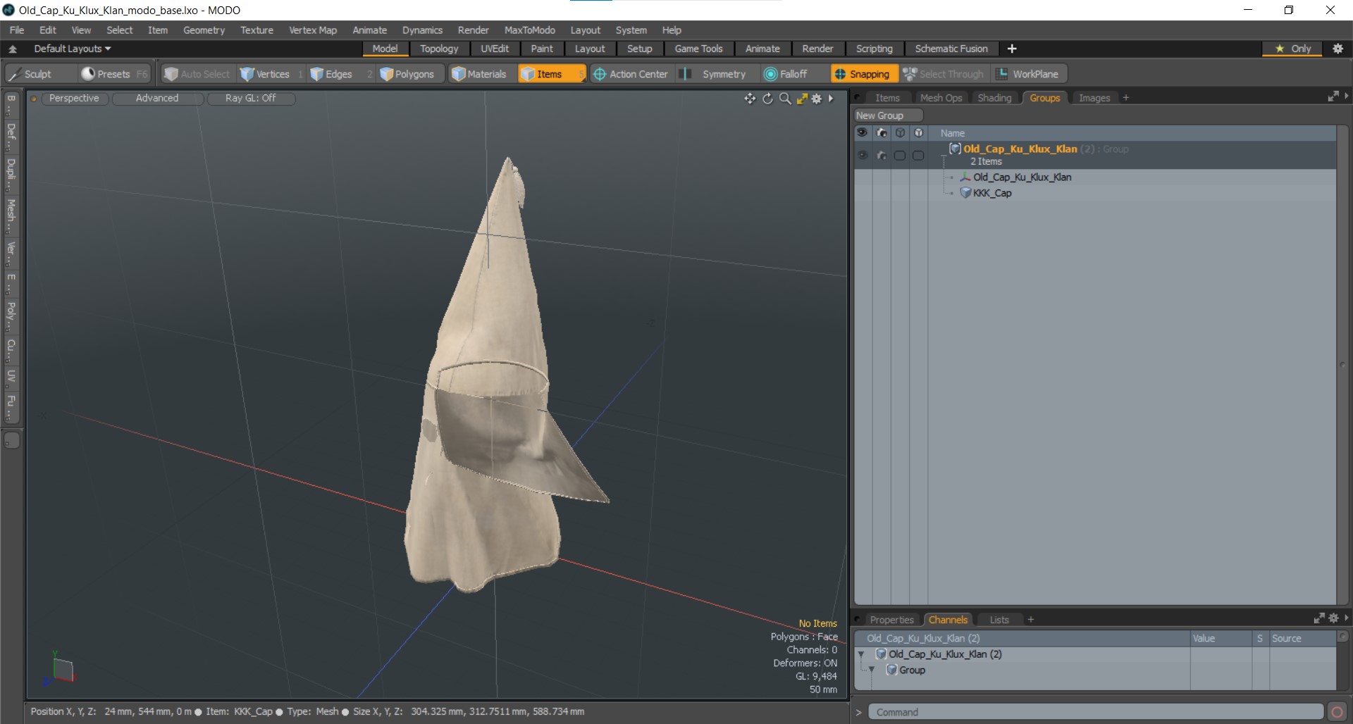 3D model Old Cap Ku Klux Klan