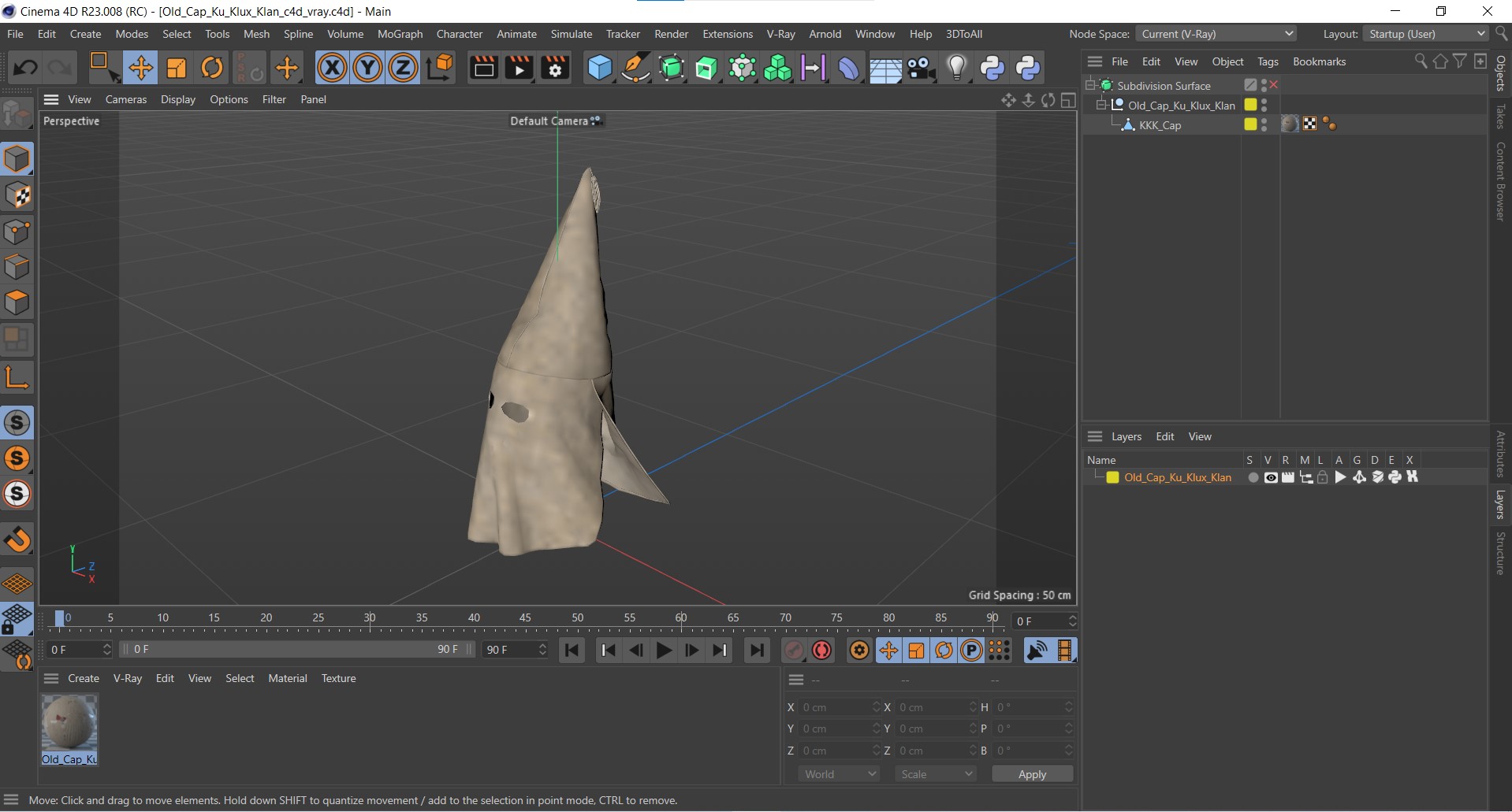 3D model Old Cap Ku Klux Klan