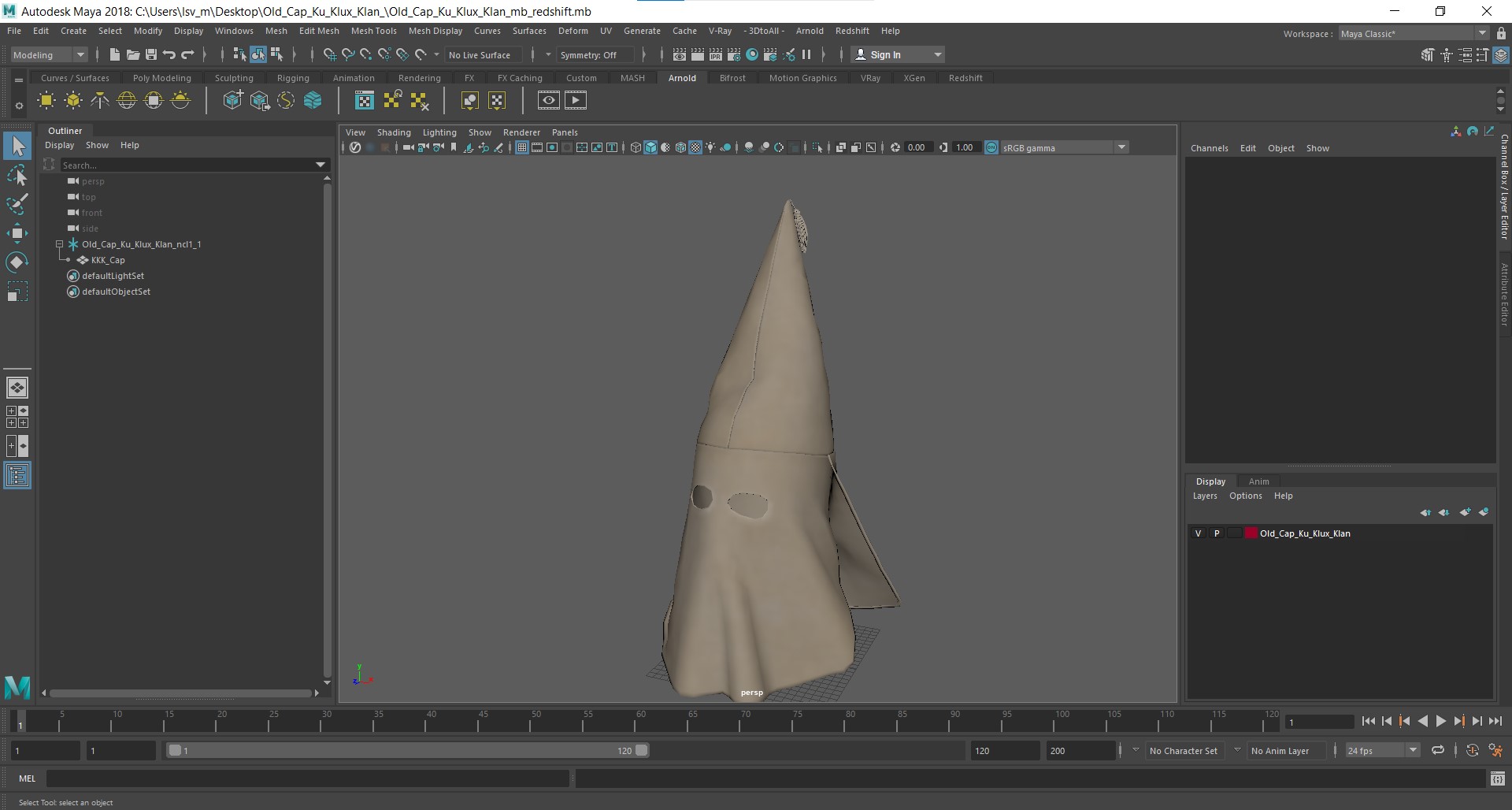 3D model Old Cap Ku Klux Klan