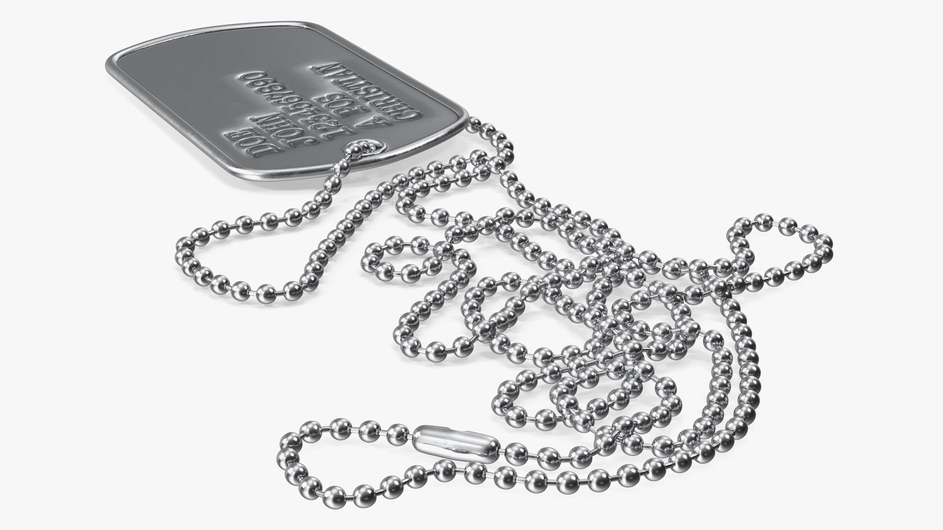 3D Classic Military Dog Tag Necklace model