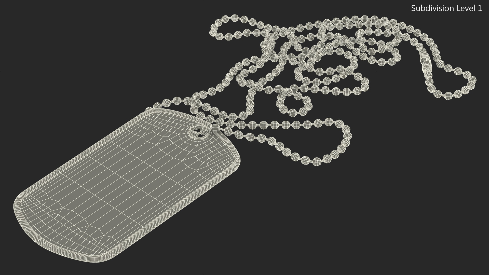3D Classic Military Dog Tag Necklace model