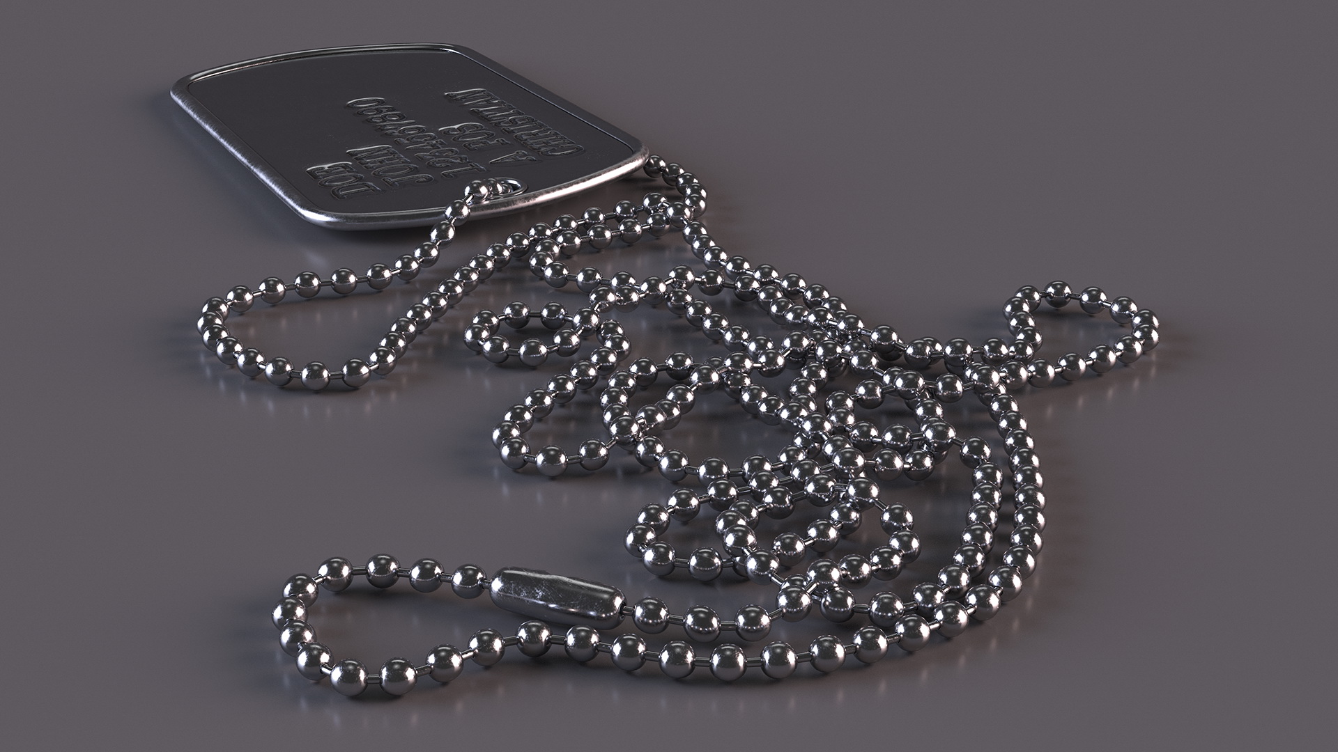 3D Classic Military Dog Tag Necklace model