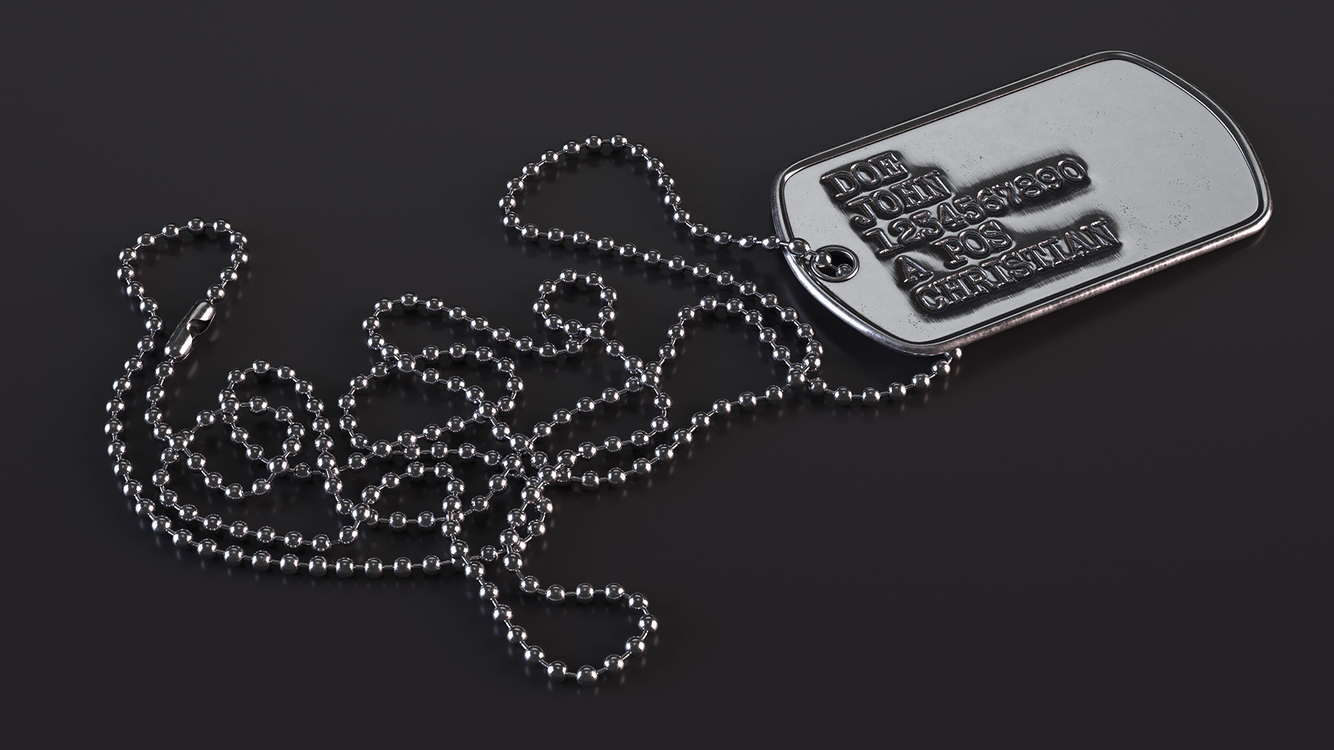 3D Classic Military Dog Tag Necklace model