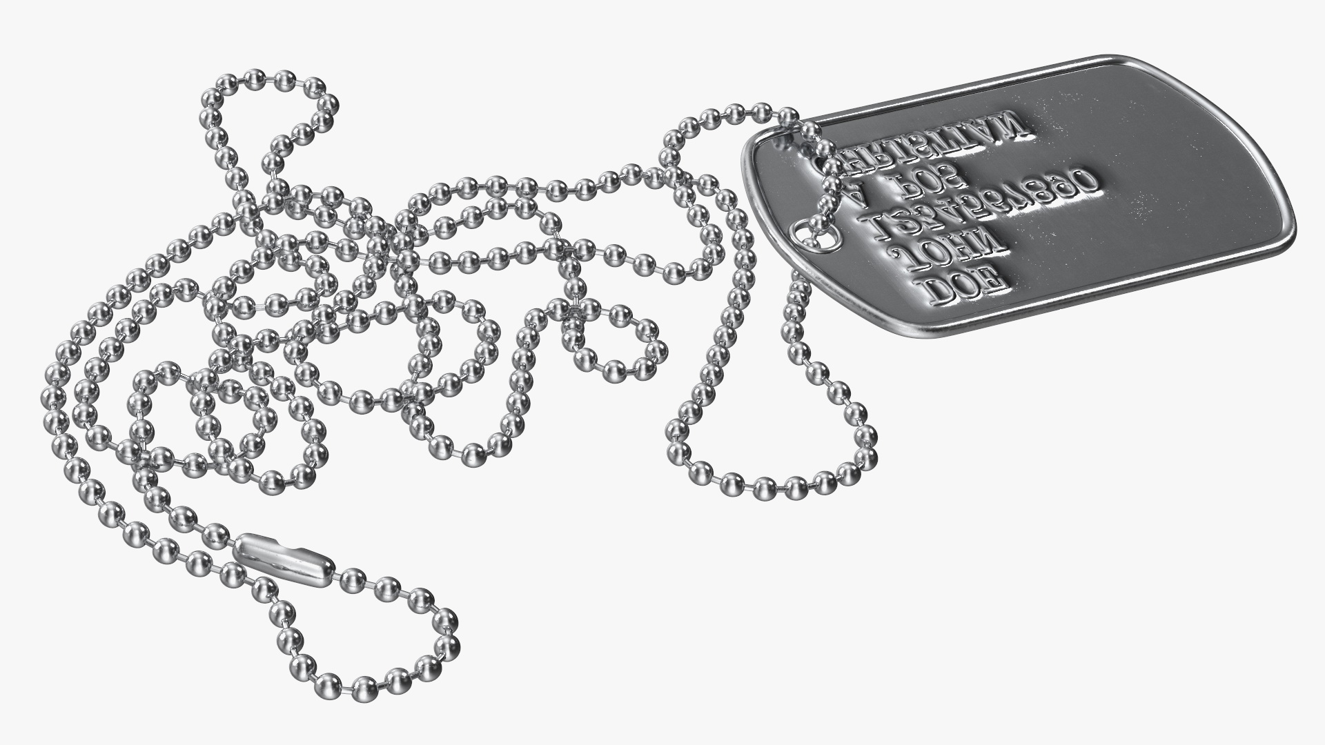 3D Classic Military Dog Tag Necklace model